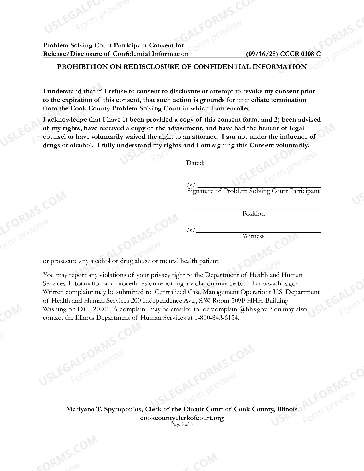 Preview Problem Solving Court Participant Consent For Release of Confidential Information
