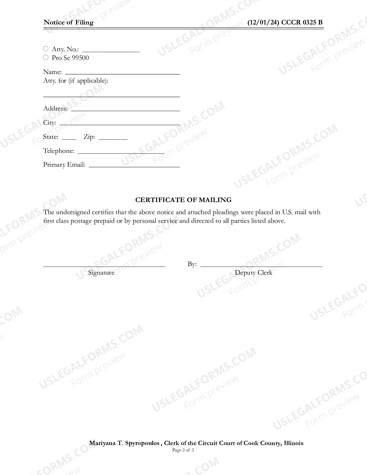 Preview Notice of Filing