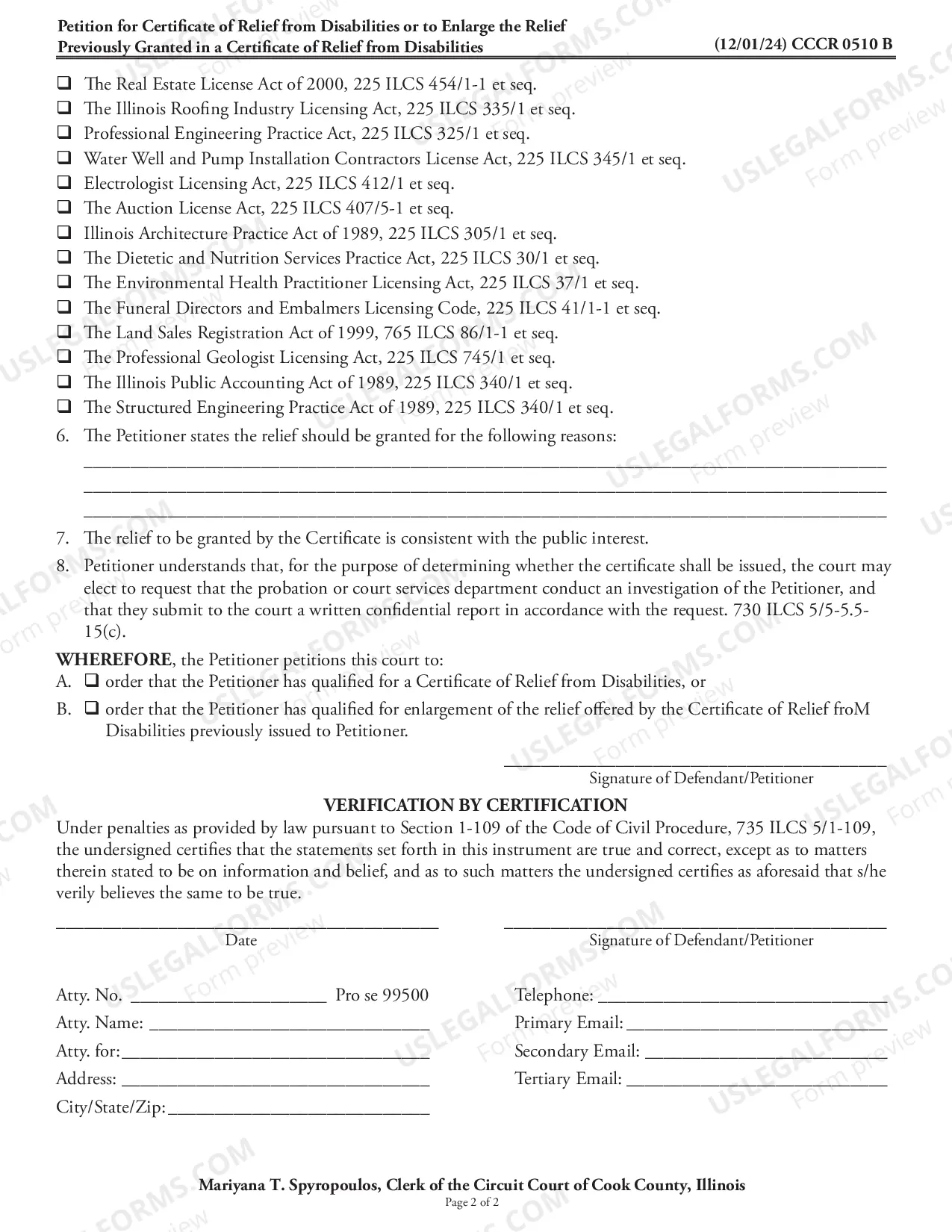 Preview Petition For Certificate of Relief From Disabilities