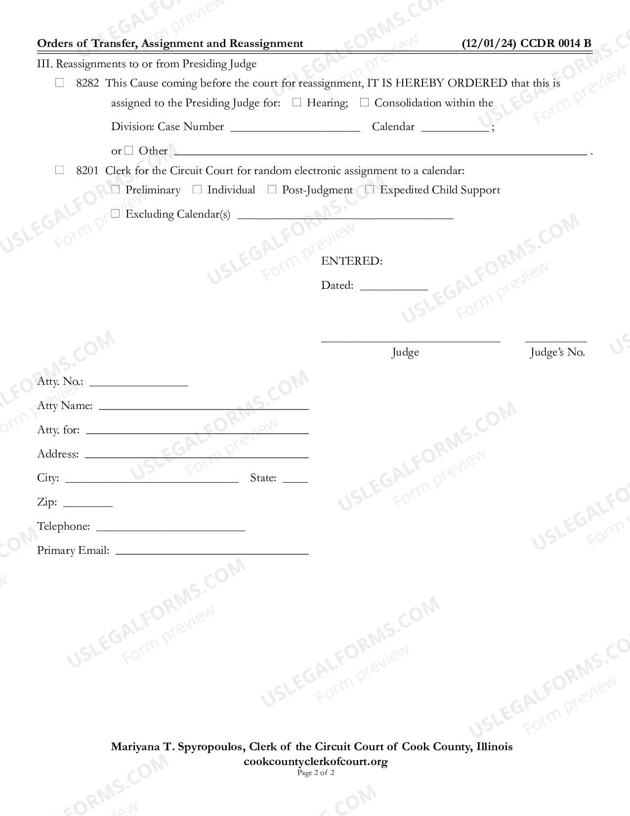 Preview Orders of Transfer assignment and Reassignment