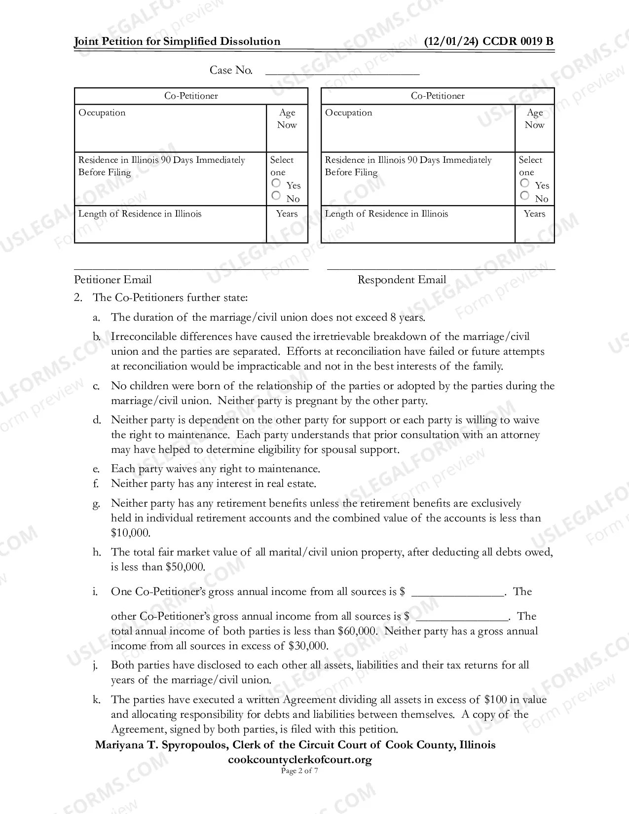 Preview Joint Petition For Simplified Dissolution