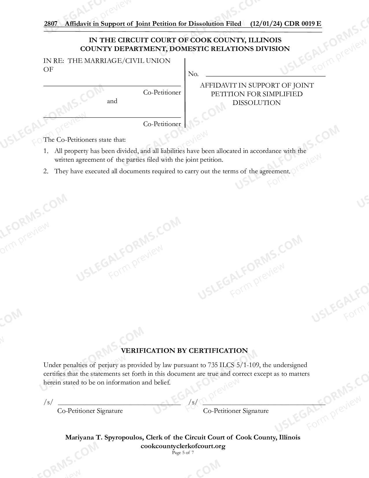 Preview Joint Petition For Simplified Dissolution