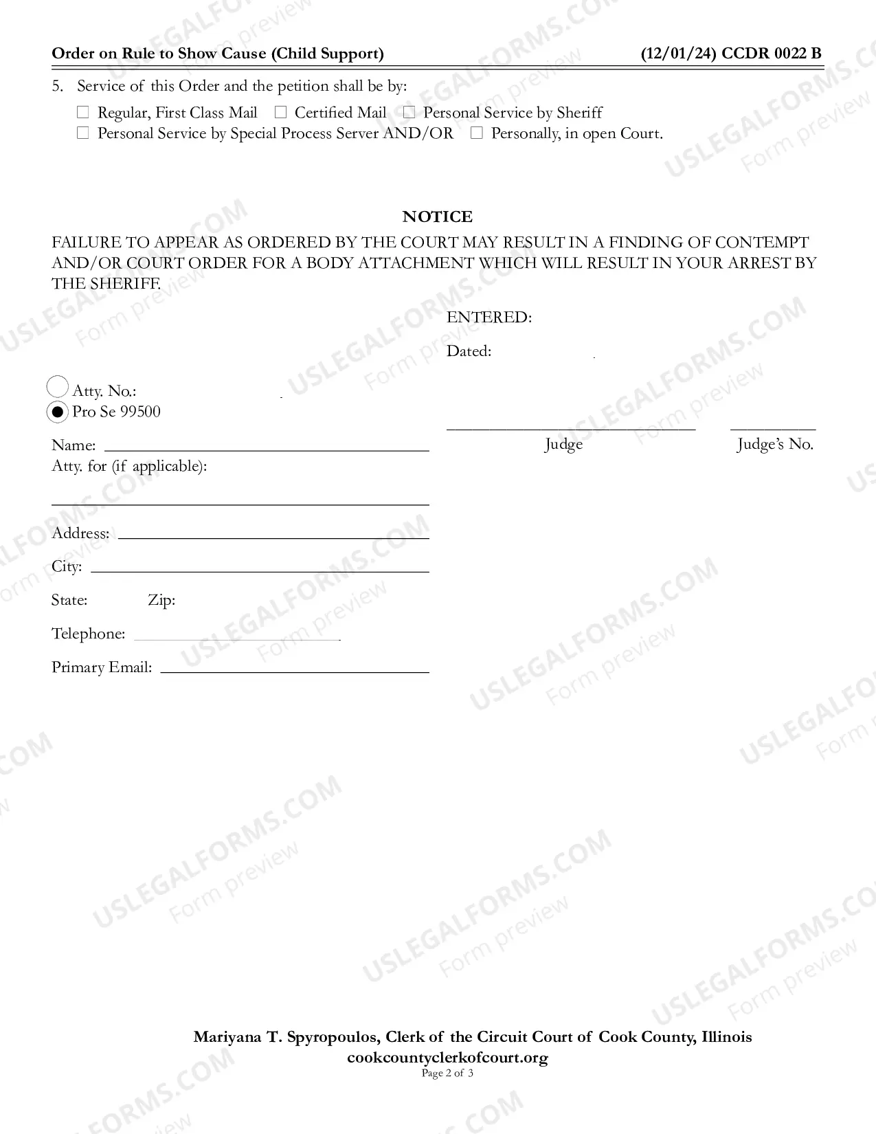 Preview Order On Rule To Show Cause (Child Support)