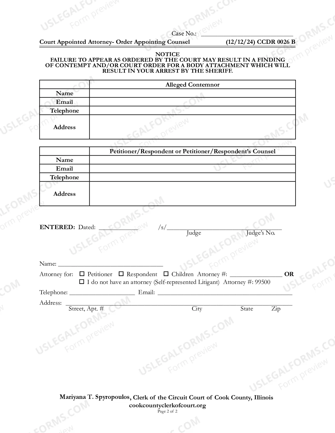 Preview Court appointed attorney-Order appointing Counsel