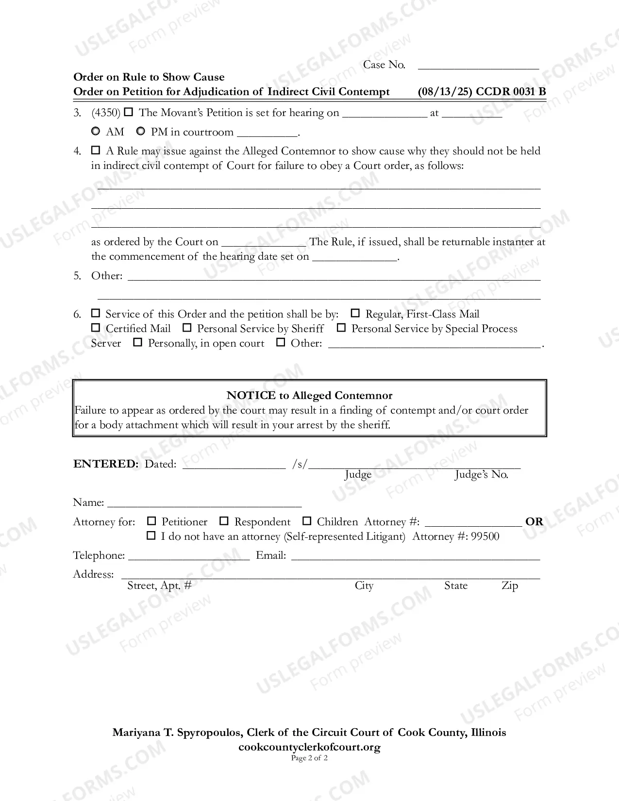 Preview Order On Rule To Show Cause
