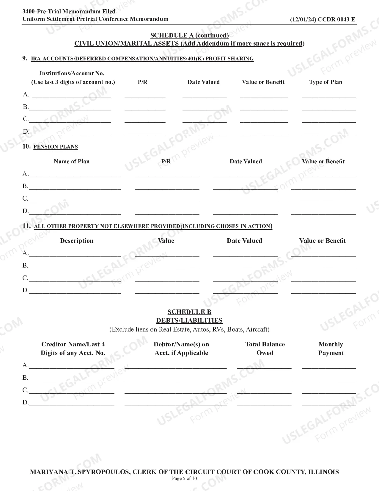 Preview Uniform Settlement Pretrial Conference Memorandum