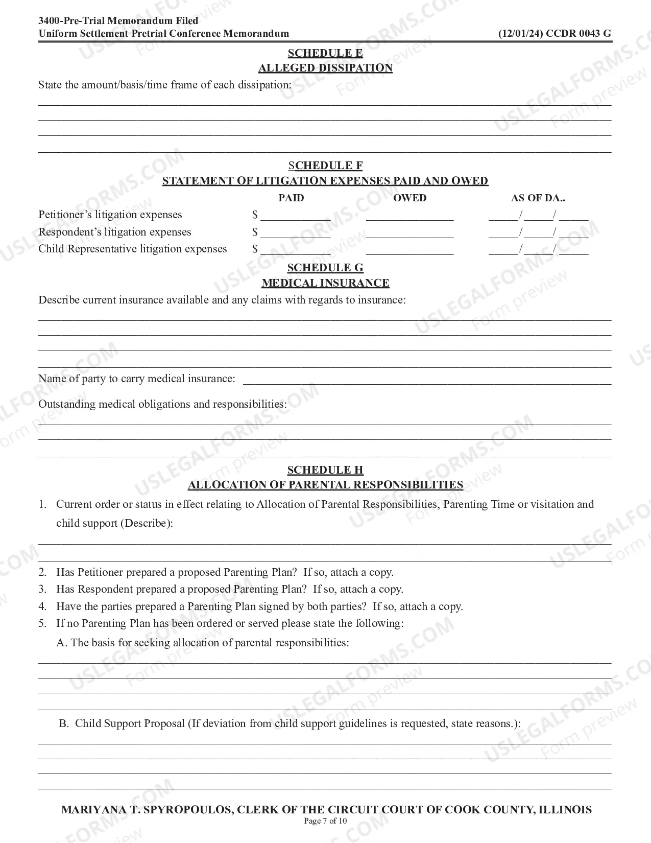 Preview Uniform Settlement Pretrial Conference Memorandum