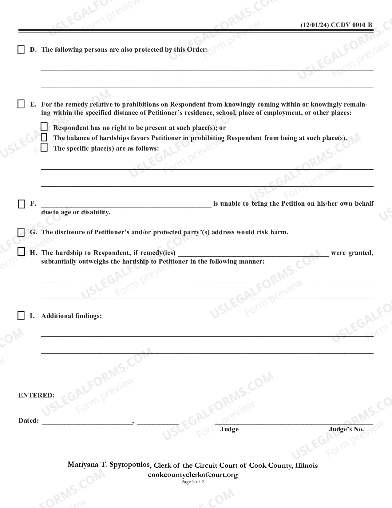 Preview FINDINGS/STaLKING NO CONTaCT ORDER
