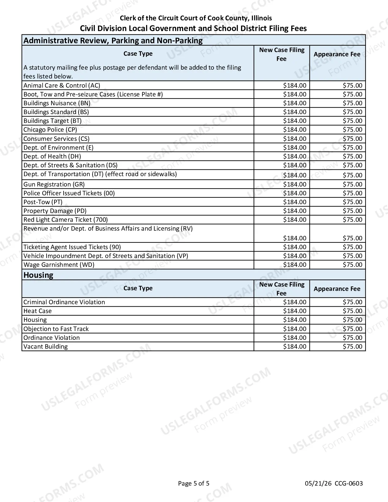 Preview FEE SCHEDULE