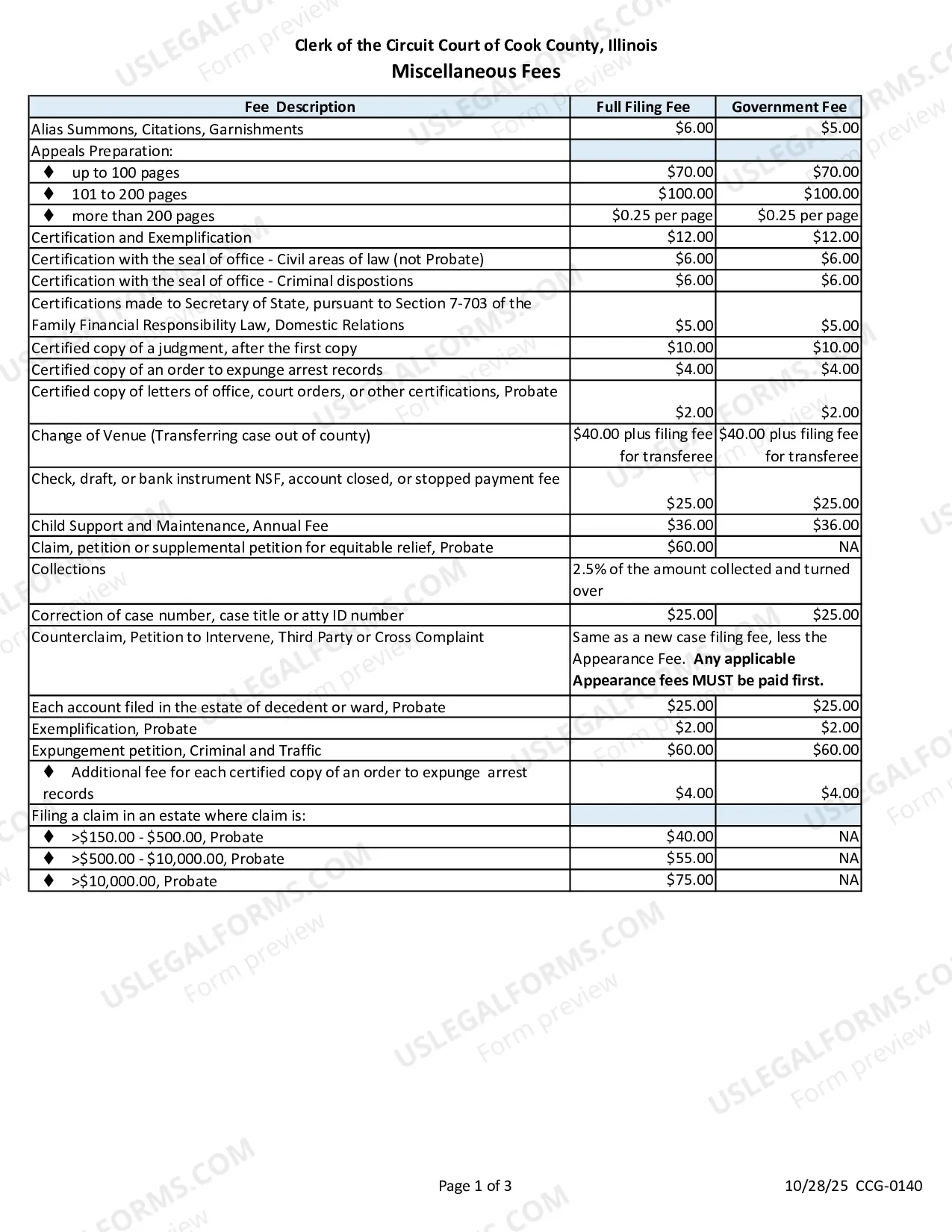 Preview FEE SCHEDULE
