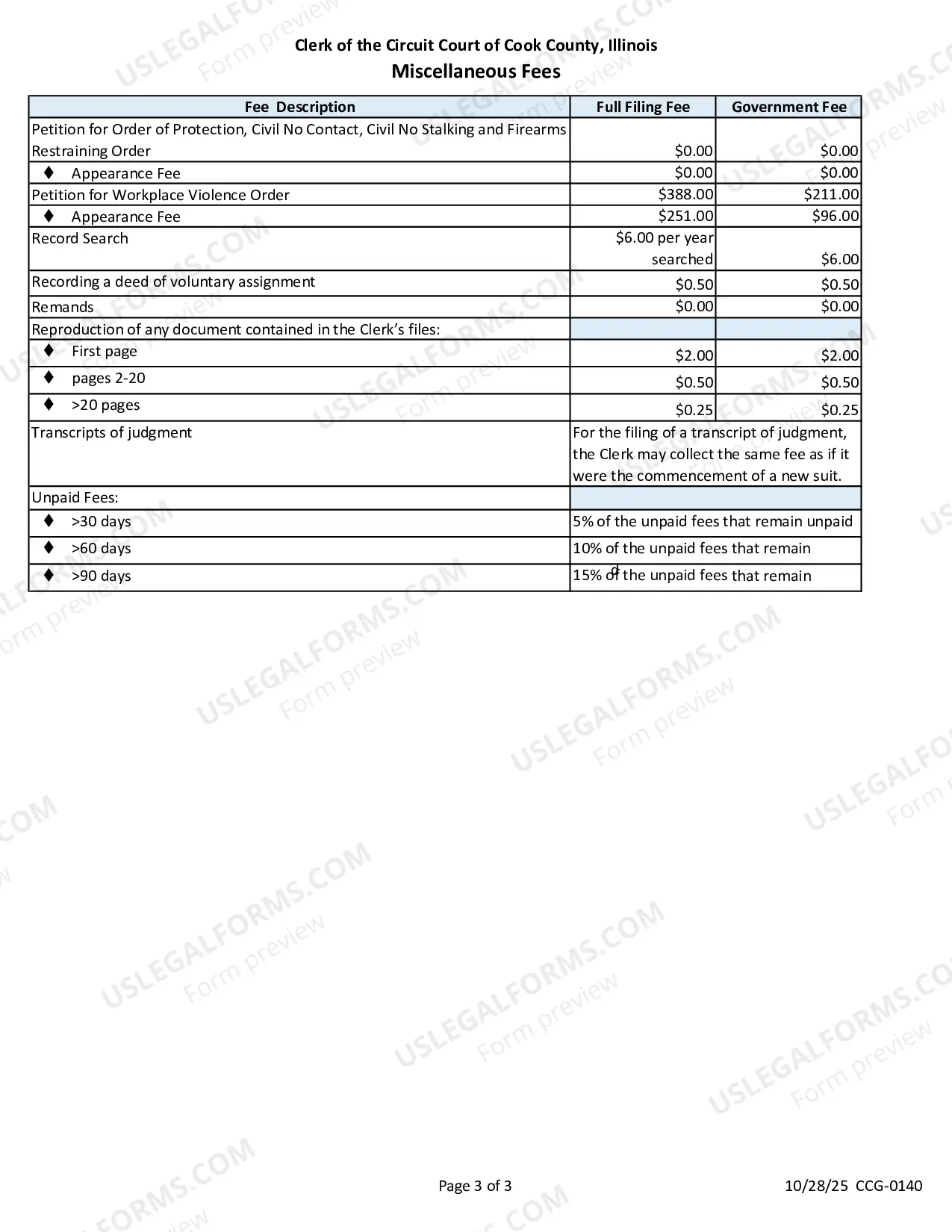 Preview FEE SCHEDULE