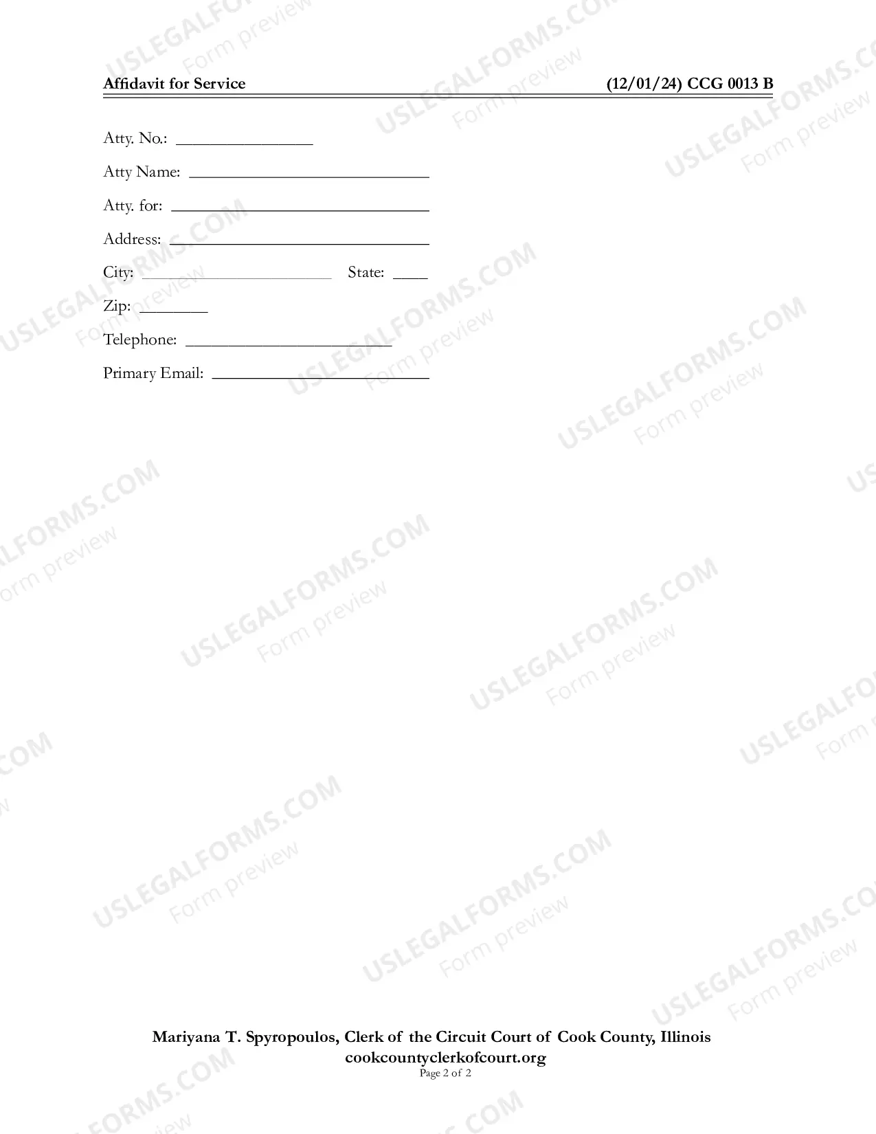 Preview Affidavit For Service By Publication