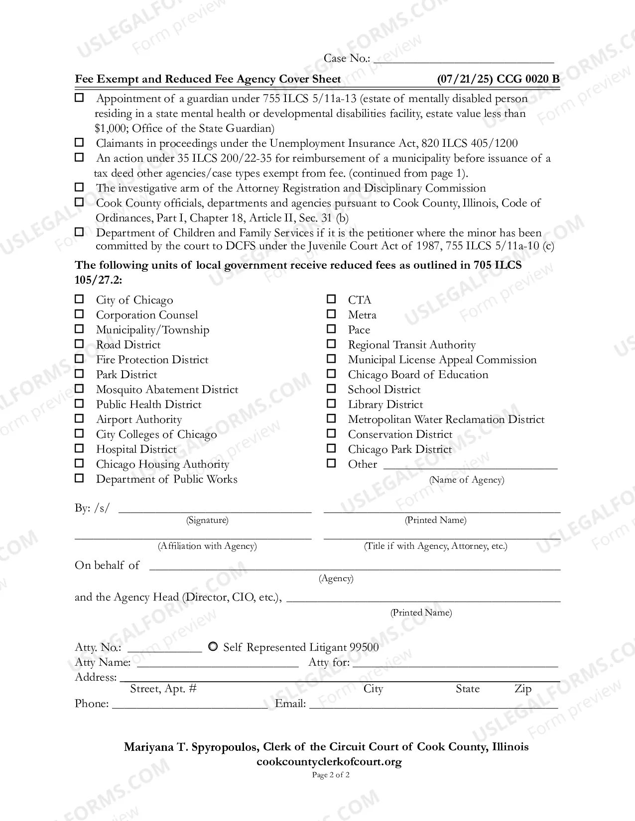 Preview Fee Exempt and Reduced Fee agency Cover Sheet