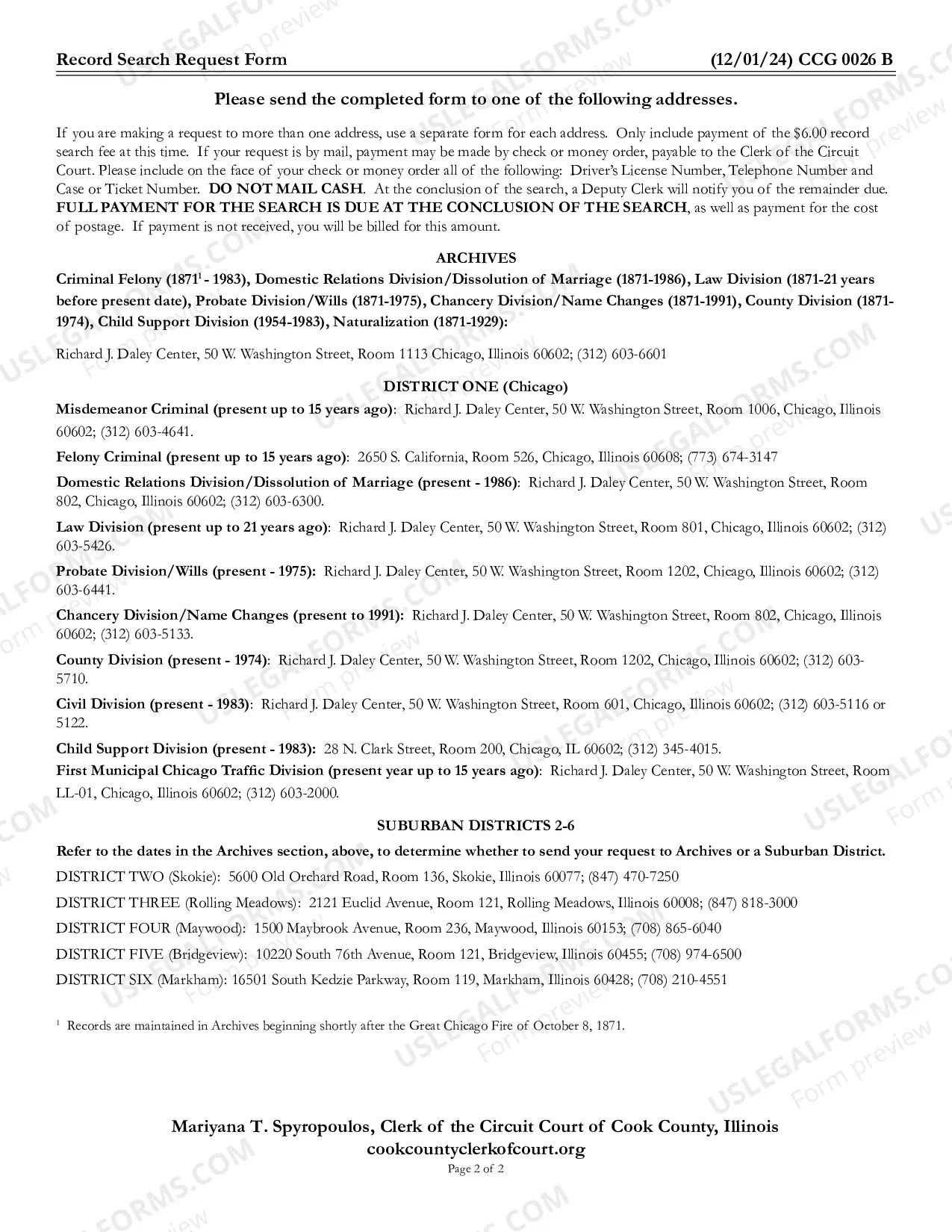 Preview Record Search Request Form
