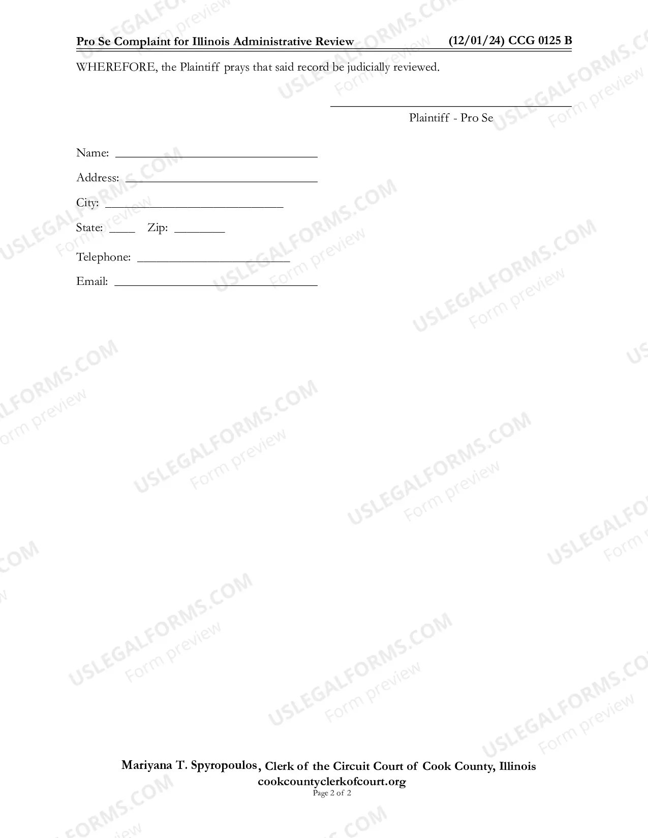 Preview Pro Se Complaint For Illinois administrative Review