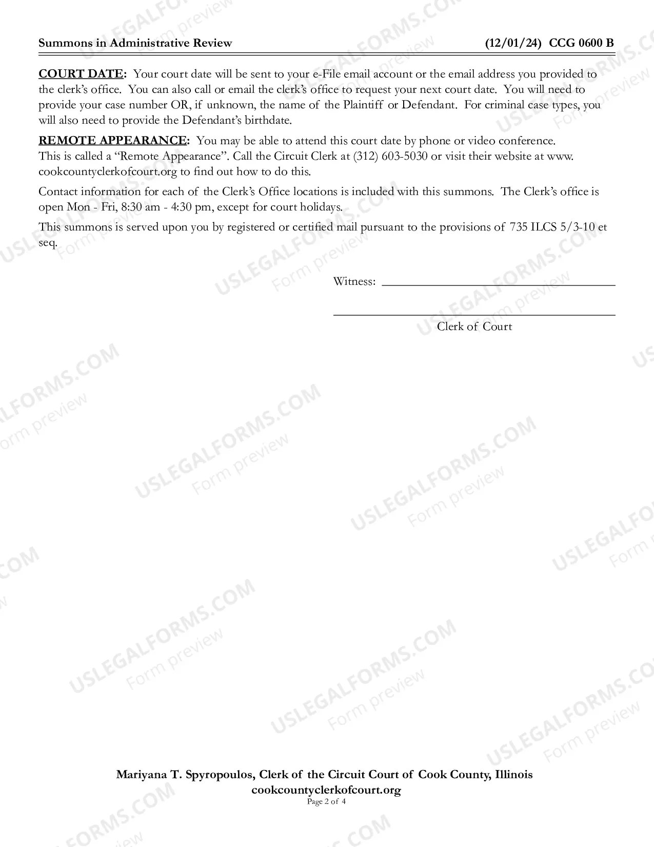 Preview Summons In administrative Review