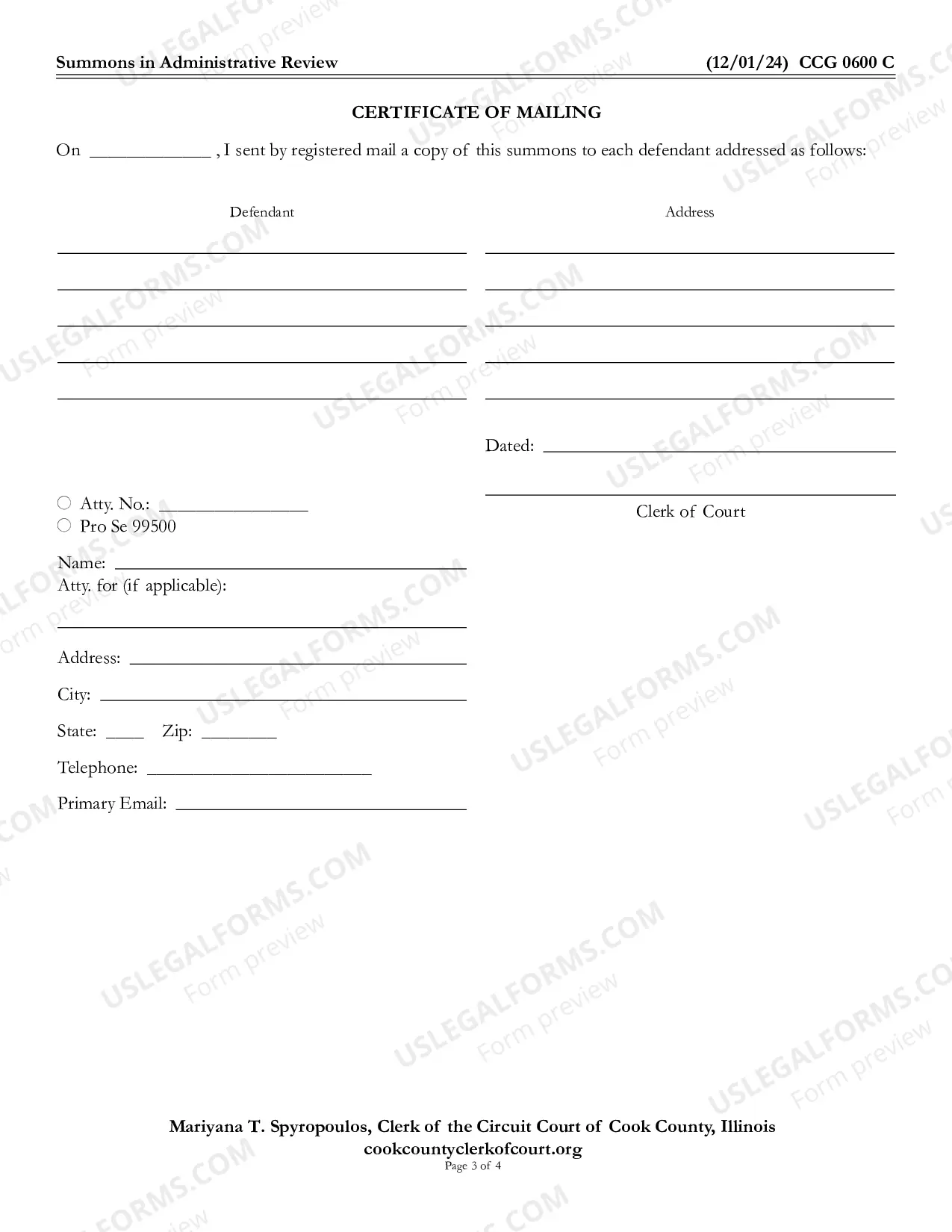 Preview Summons In administrative Review