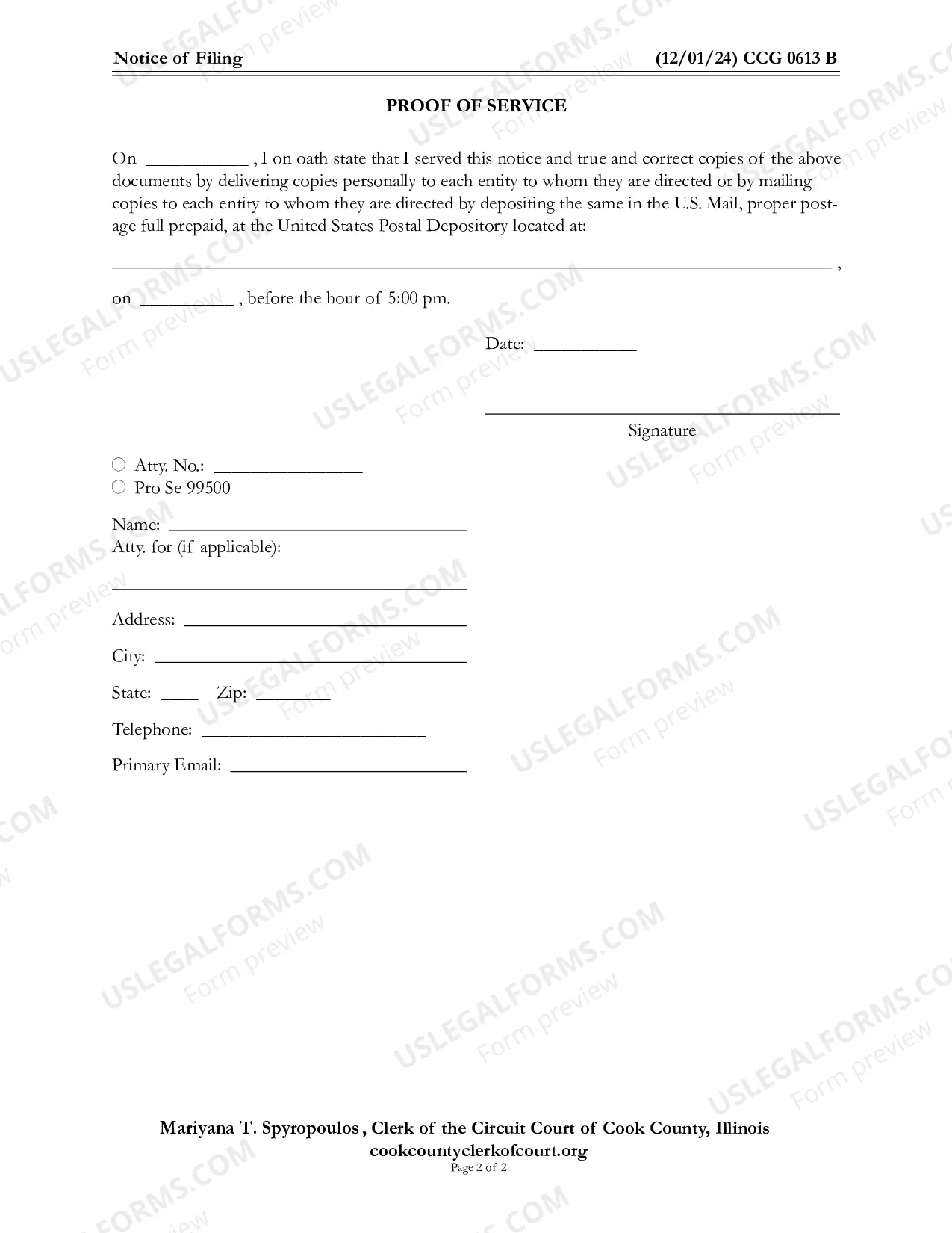 Preview Notice of Filing