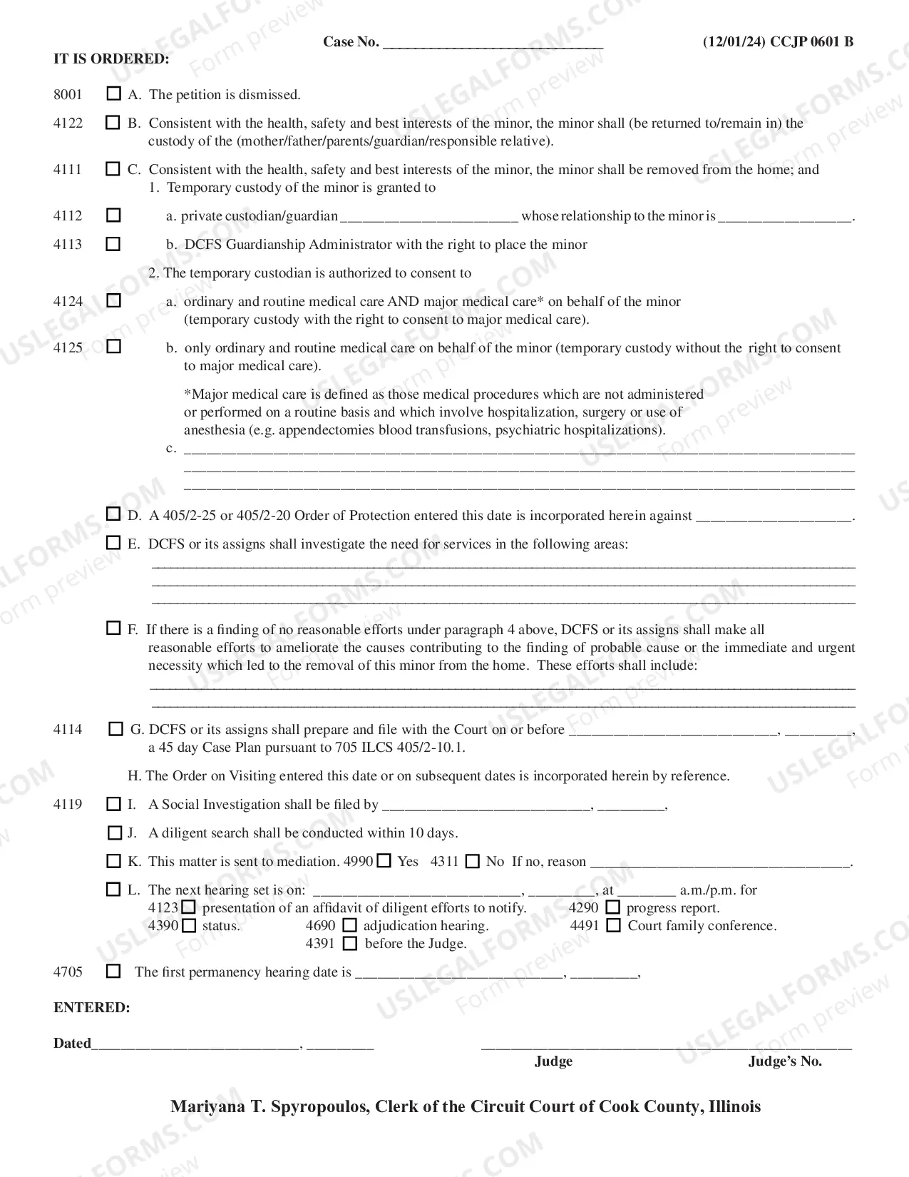 Preview Temporary Custody Hearing Order