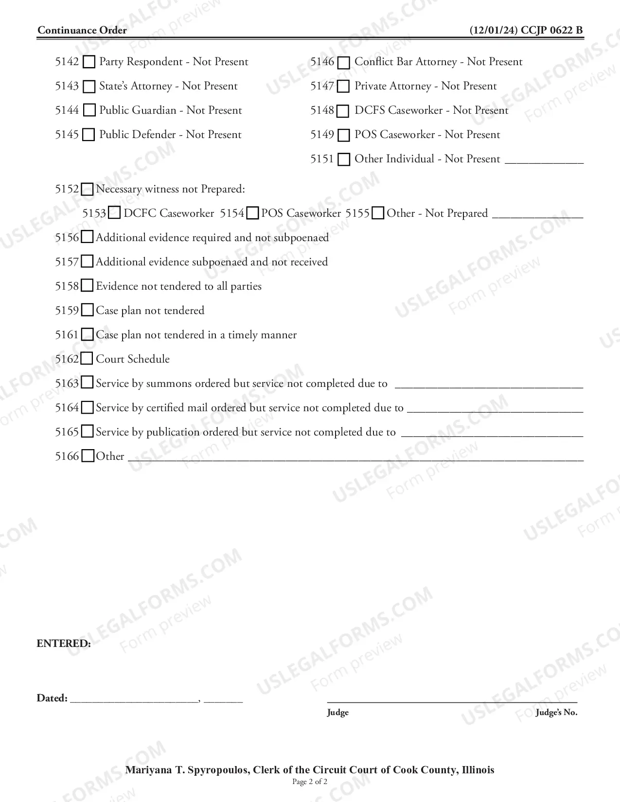 Preview Continuance Order