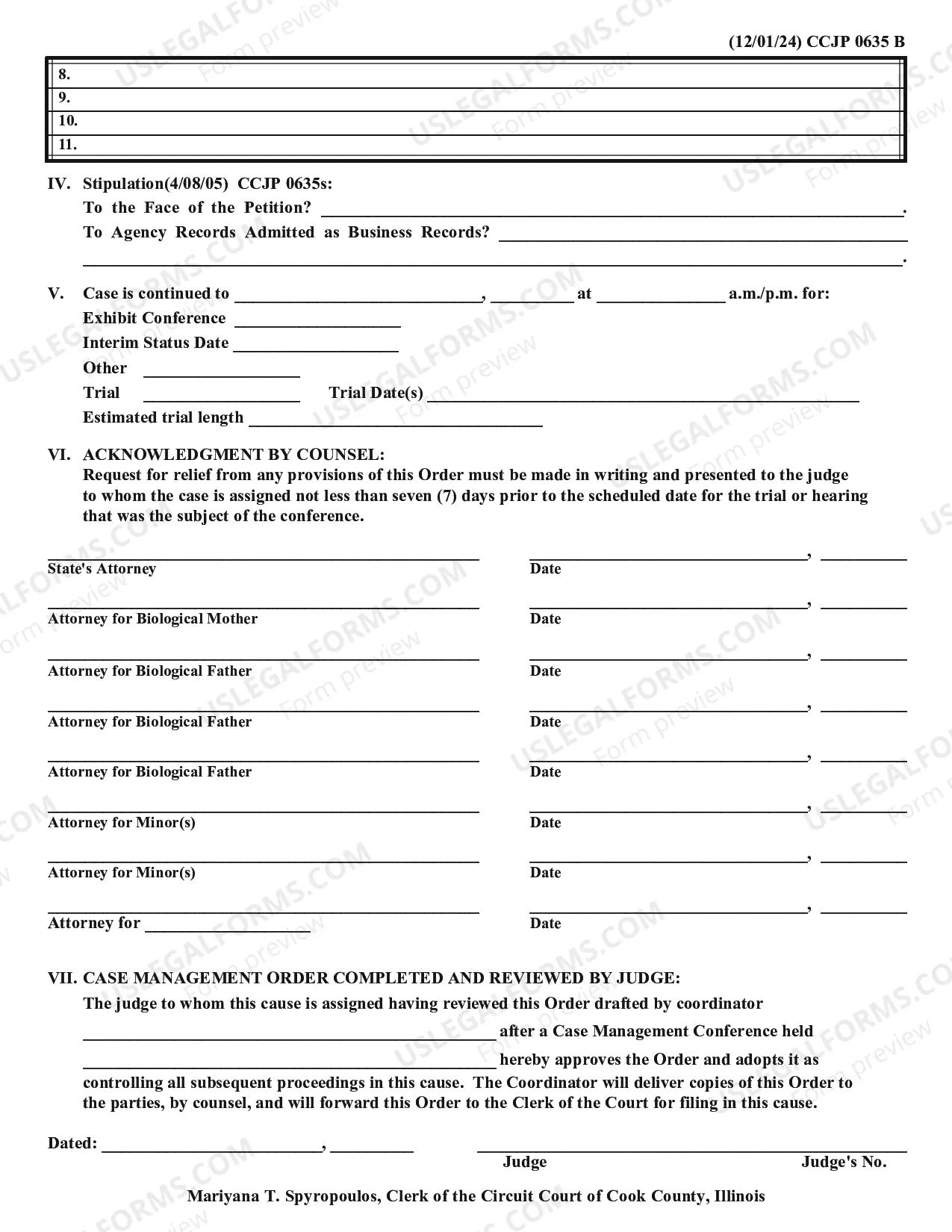 Preview Case Management Conference Order/Termination of Parental Rights