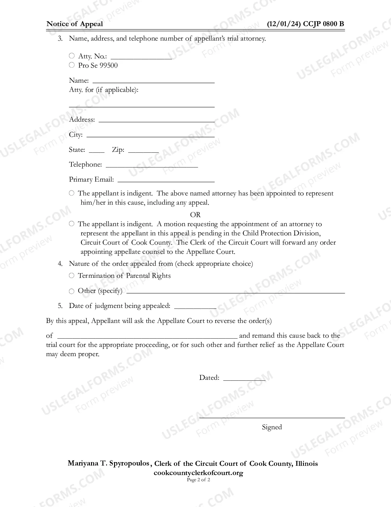 Preview Notice of appeal