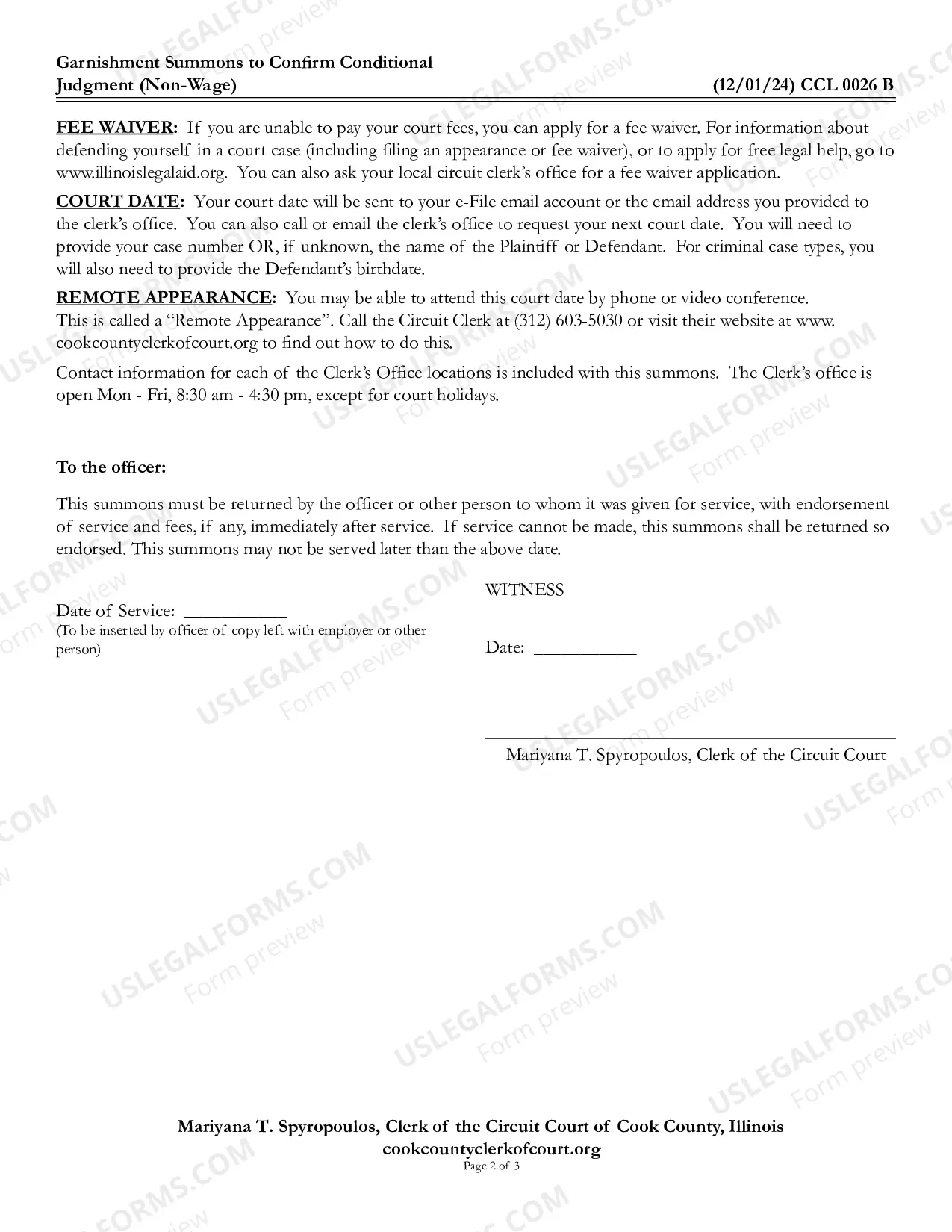 Preview Garnishment Summons To Confirm Conditional Judgment (Non-Wage)