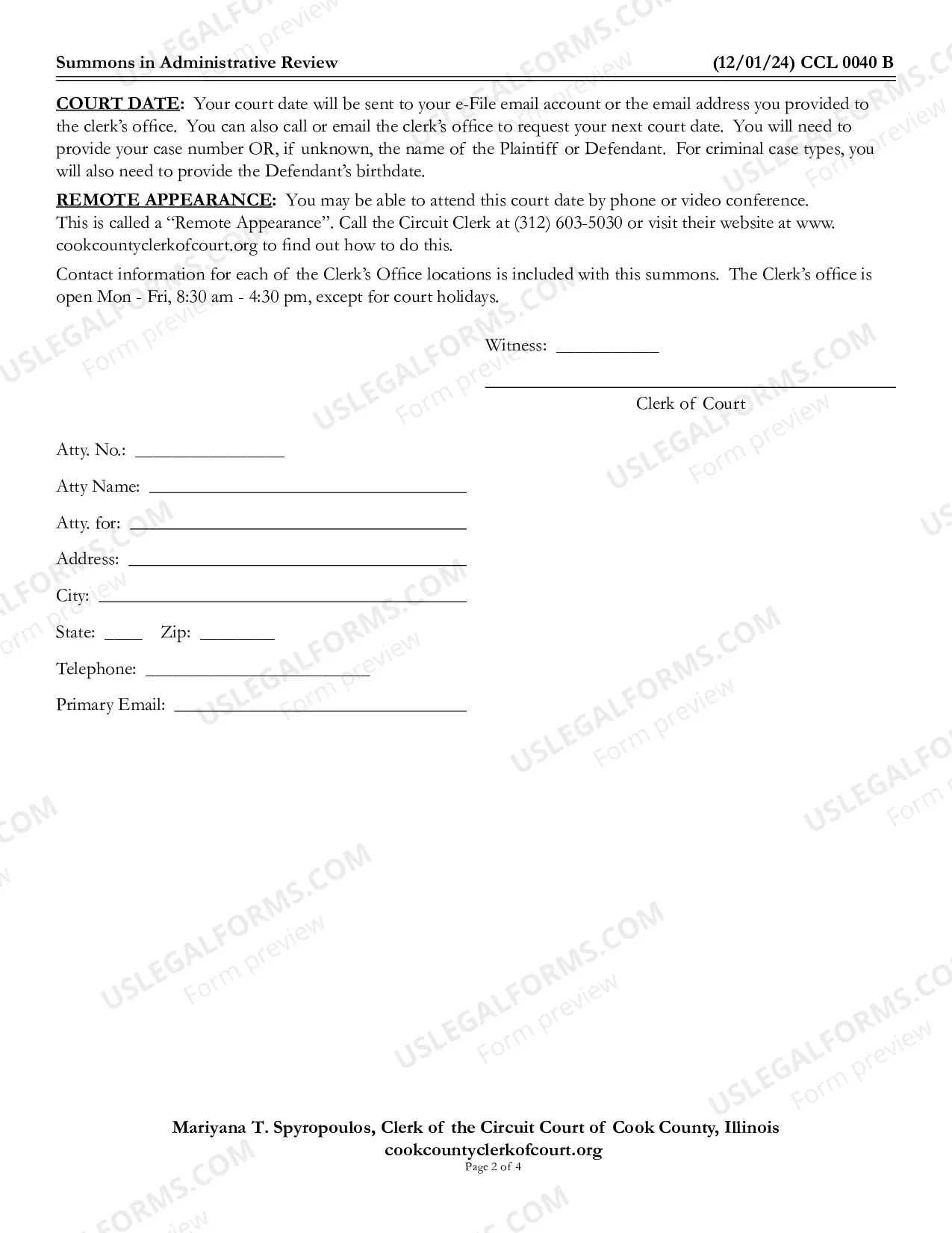 Preview Summons In administrative Review