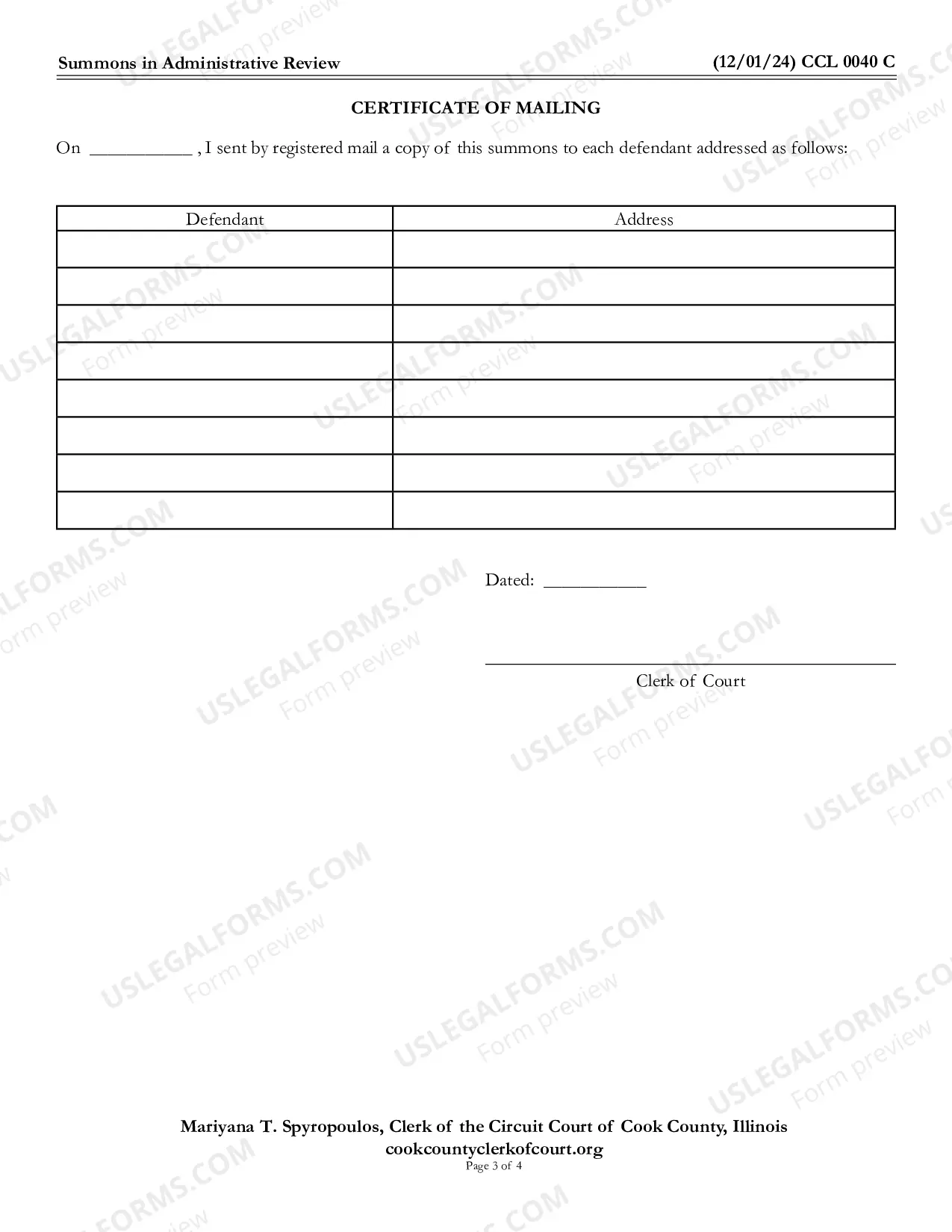 Preview Summons In administrative Review