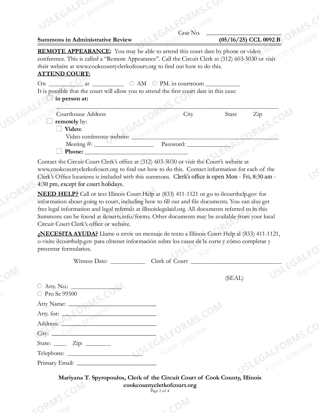 Preview Summons In administrative Review