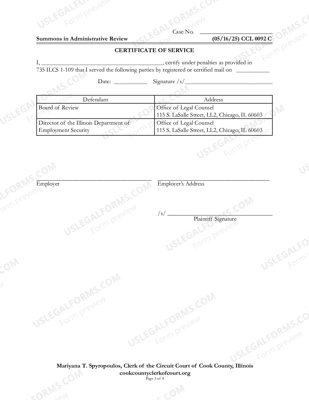 Preview Summons In administrative Review