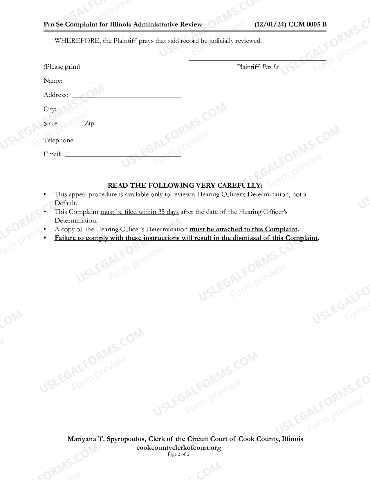 Preview Pro Se Complaint For Illinois administrative Review