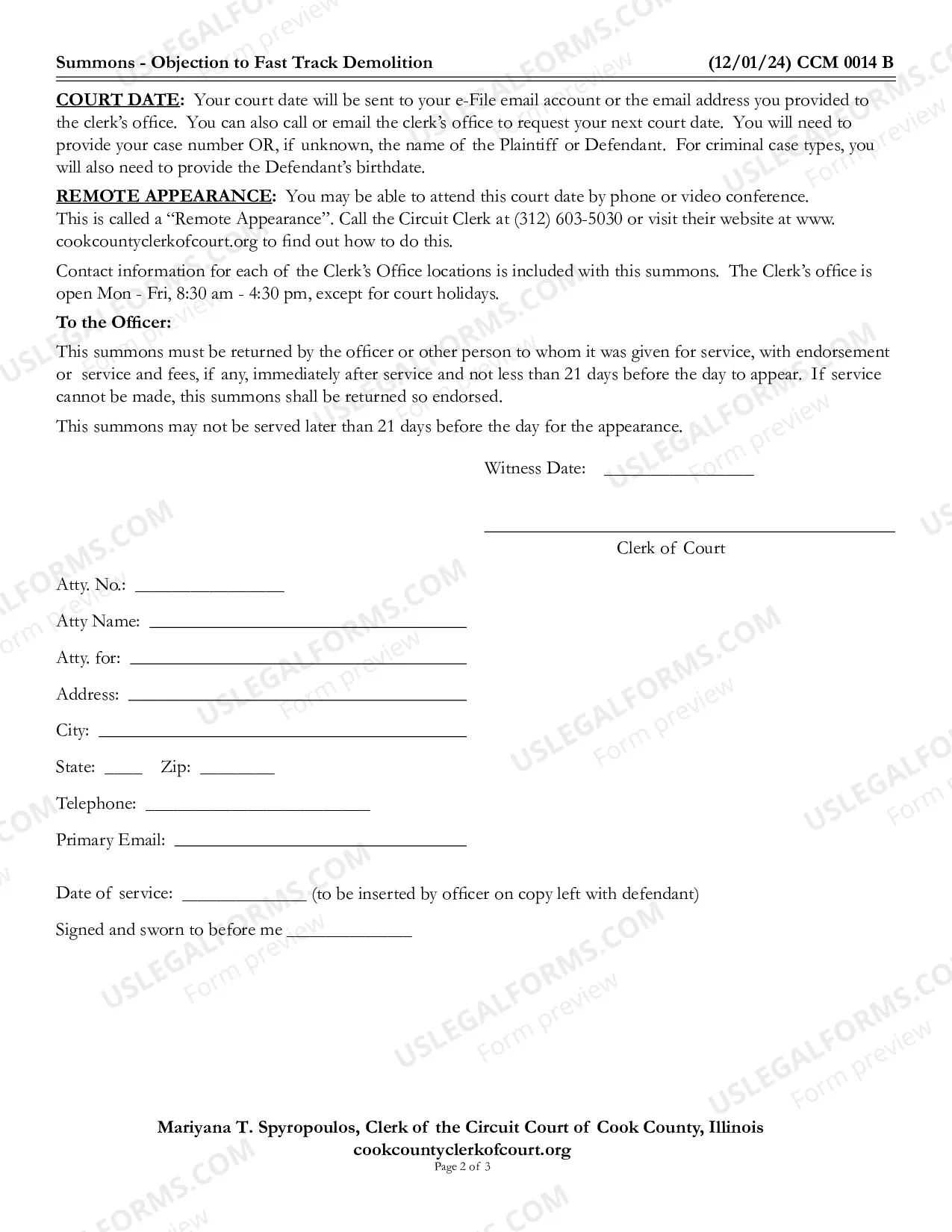 Preview Summons-Objection To Fast Track Demolition