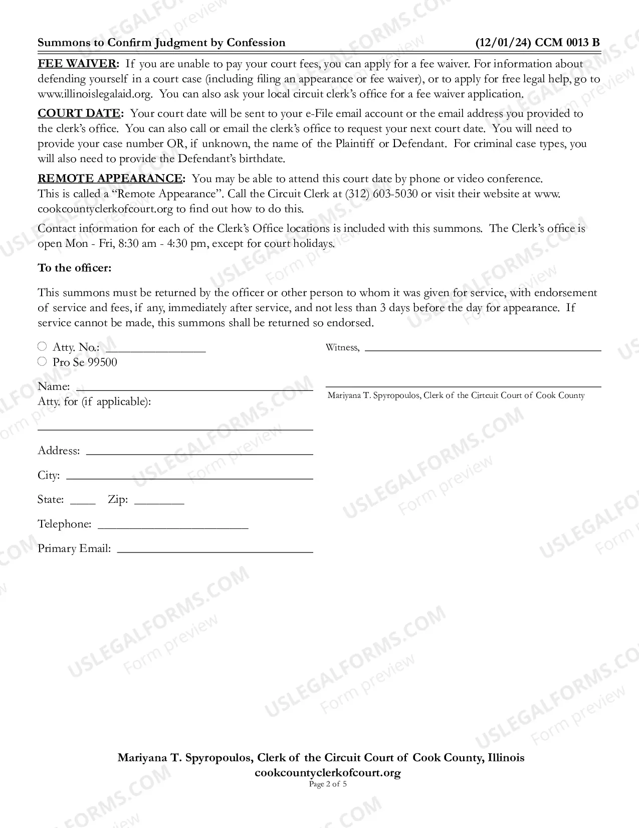 Preview Summons To Confirm Judgment By Confession