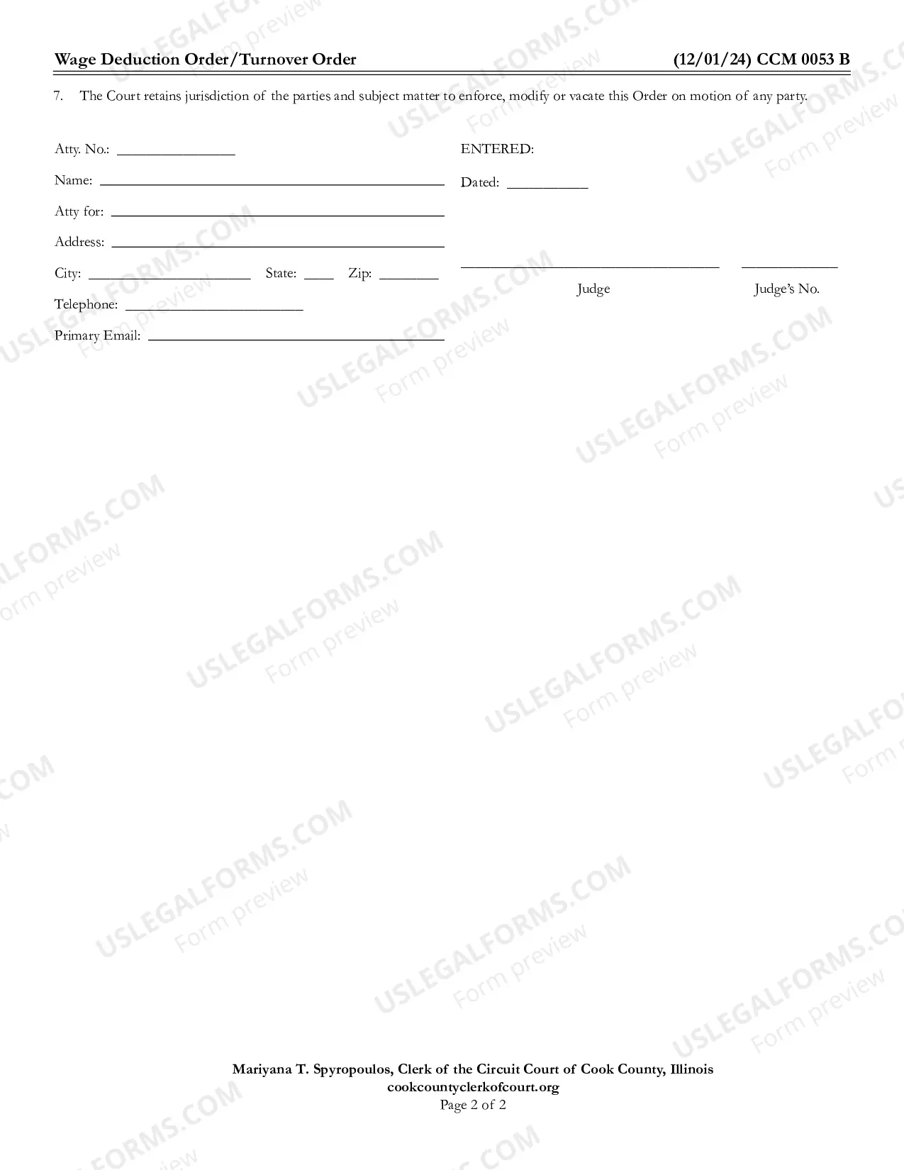 Preview Wage Deduction Order-Turnover Order