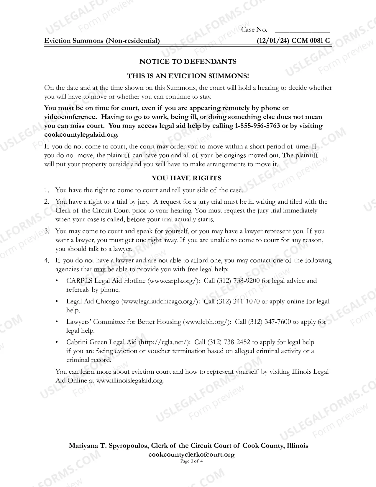 Preview SUMMONS FOR TRIAL_EXAMPLE