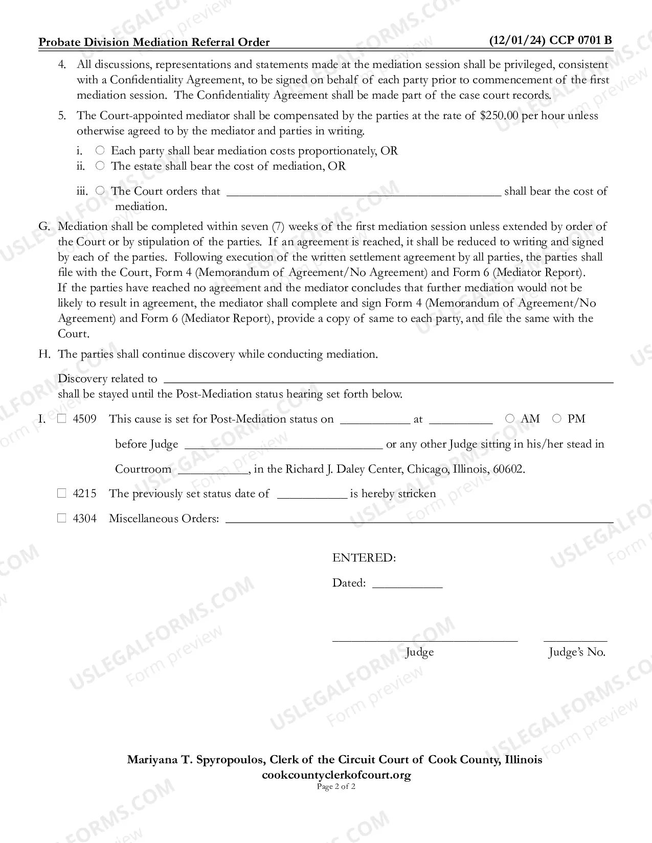Preview Probate Division Mediation Referral Order