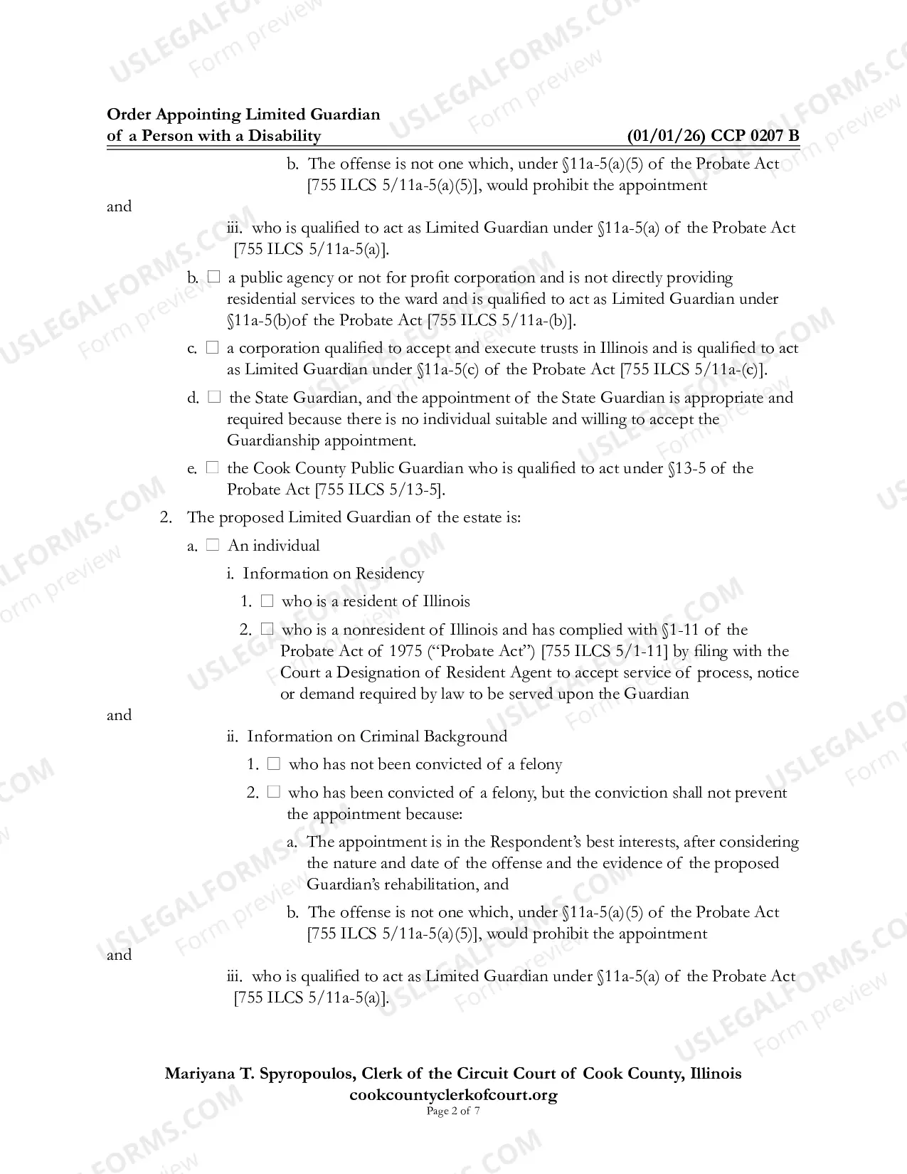 Preview Order appointing Limited Guardian For alleged Person With a Disability