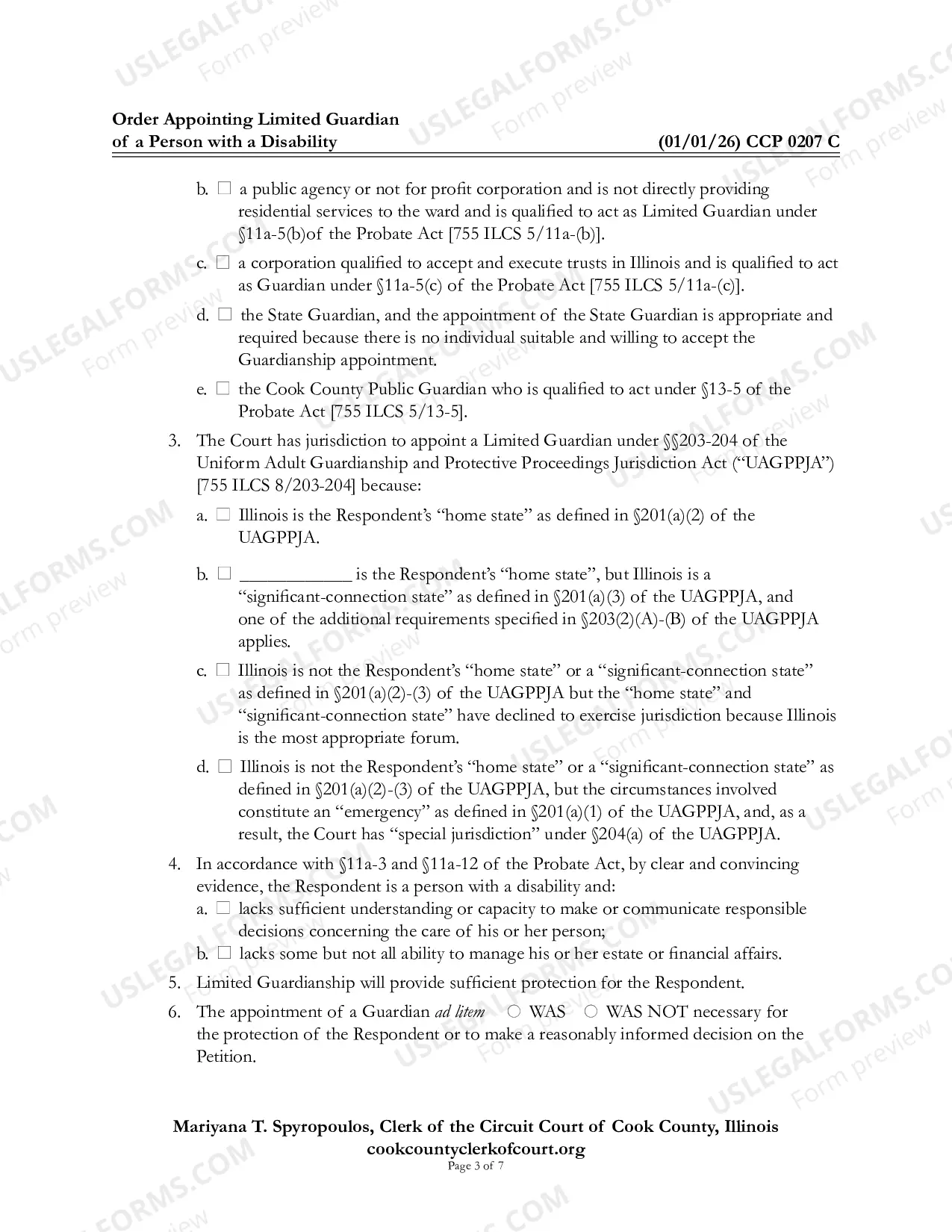 Preview Order appointing Limited Guardian For alleged Person With a Disability