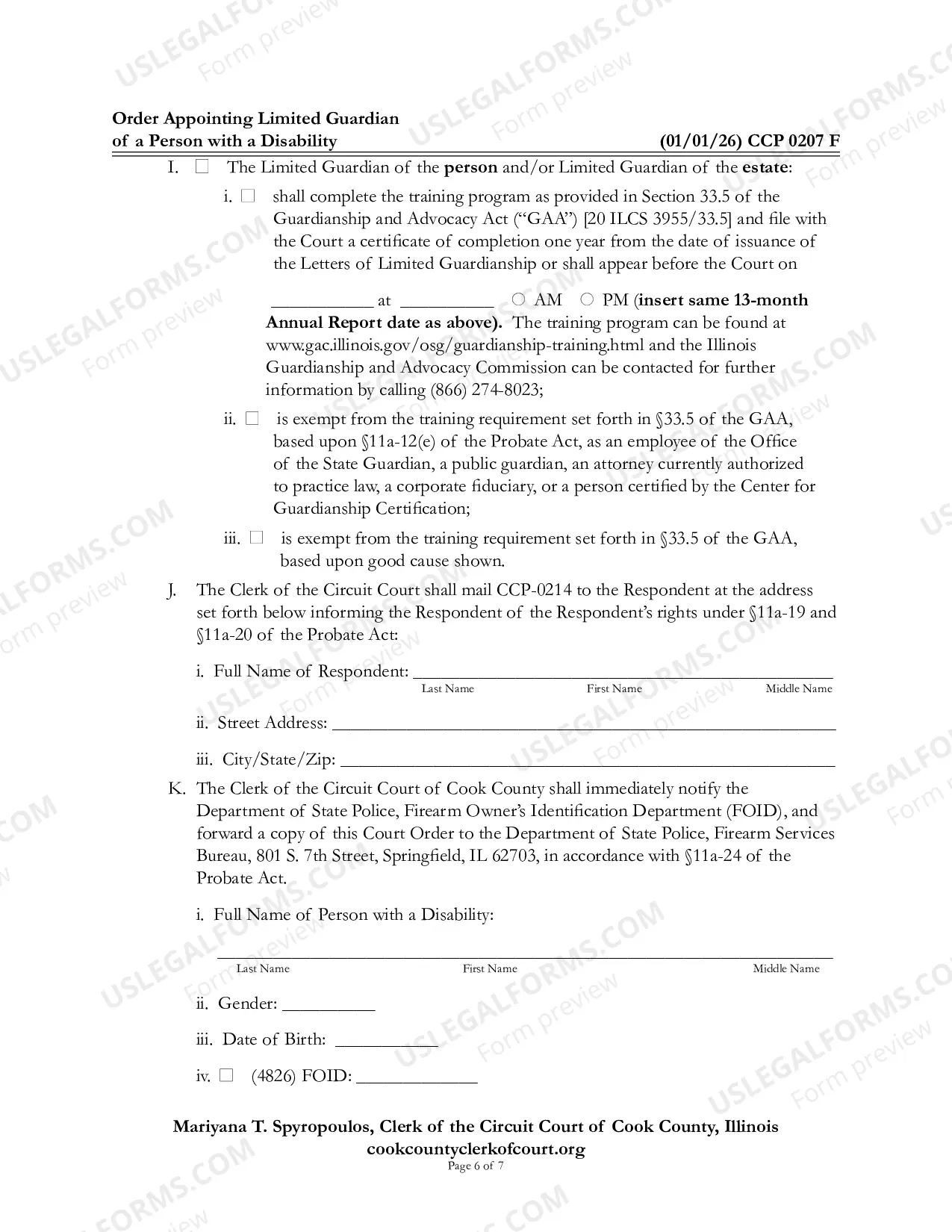 Preview Order appointing Limited Guardian For alleged Person With a Disability