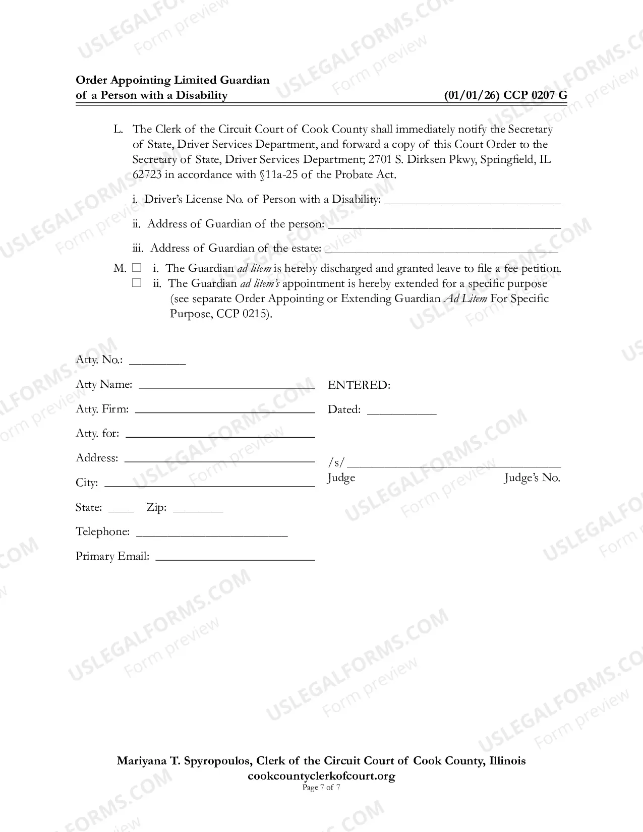 Preview Order appointing Limited Guardian For alleged Person With a Disability