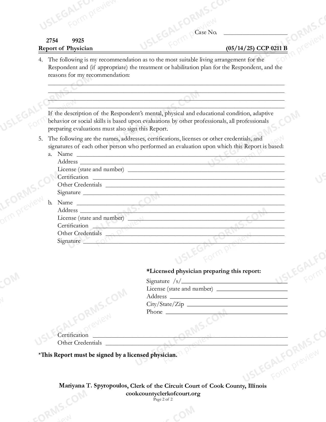 Preview Report of Physician
