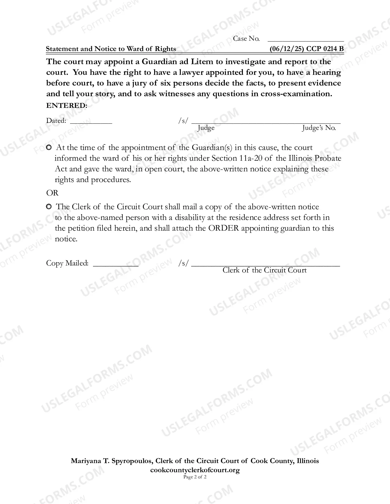 Preview Statement of Right To Petition Termination Guardianship Or Modify Duties