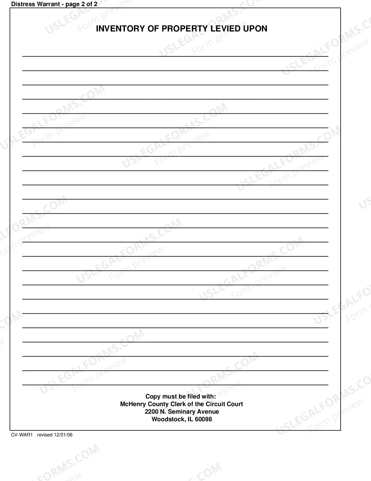 Preview Distress Warrant
