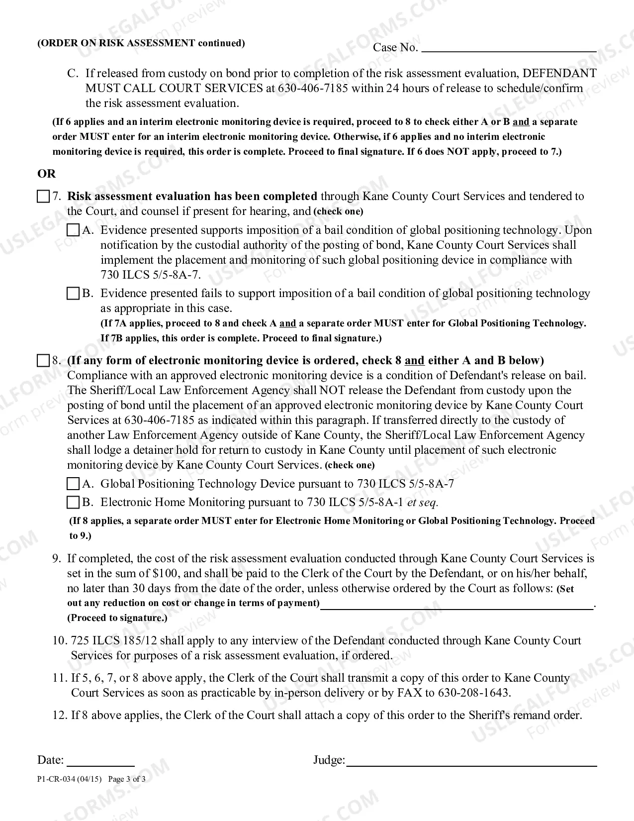 Preview Order on Risk assessment