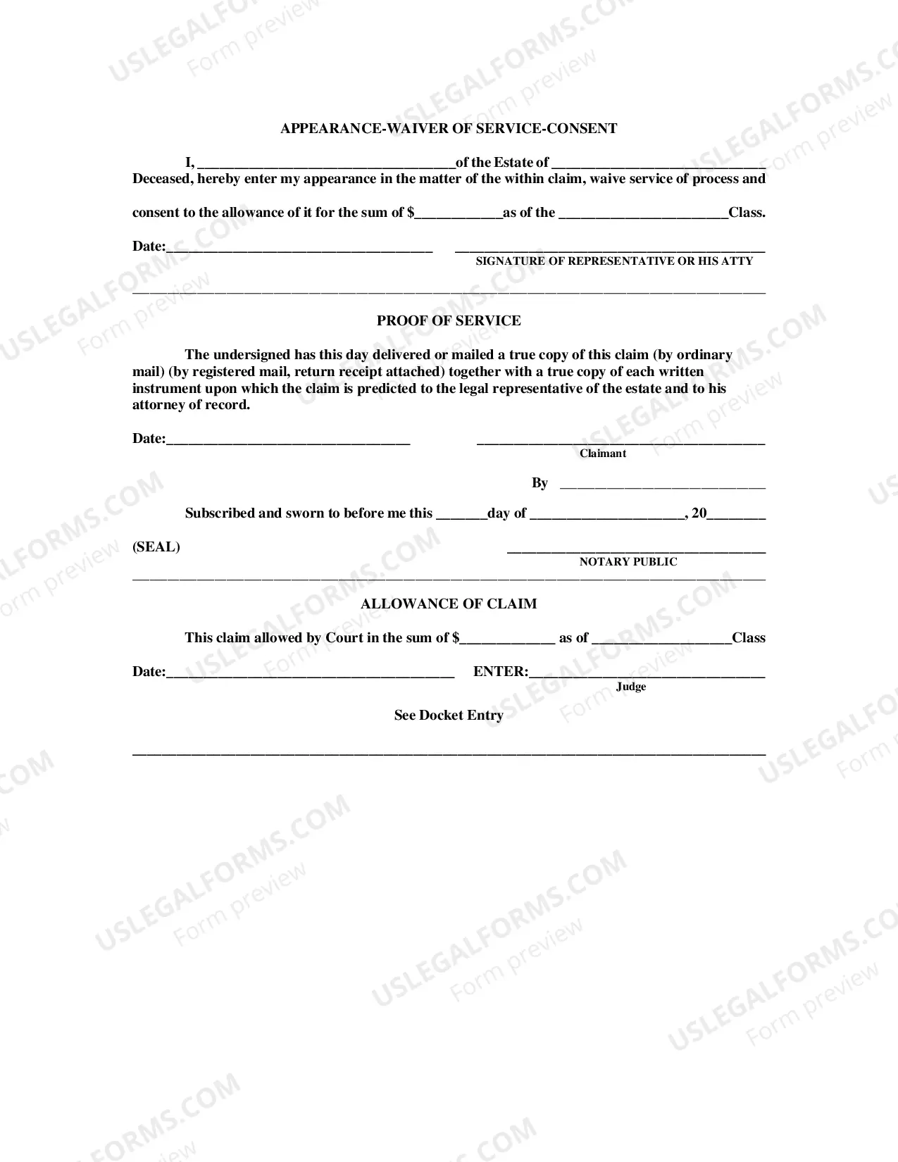 Preview Estate Claim Contract