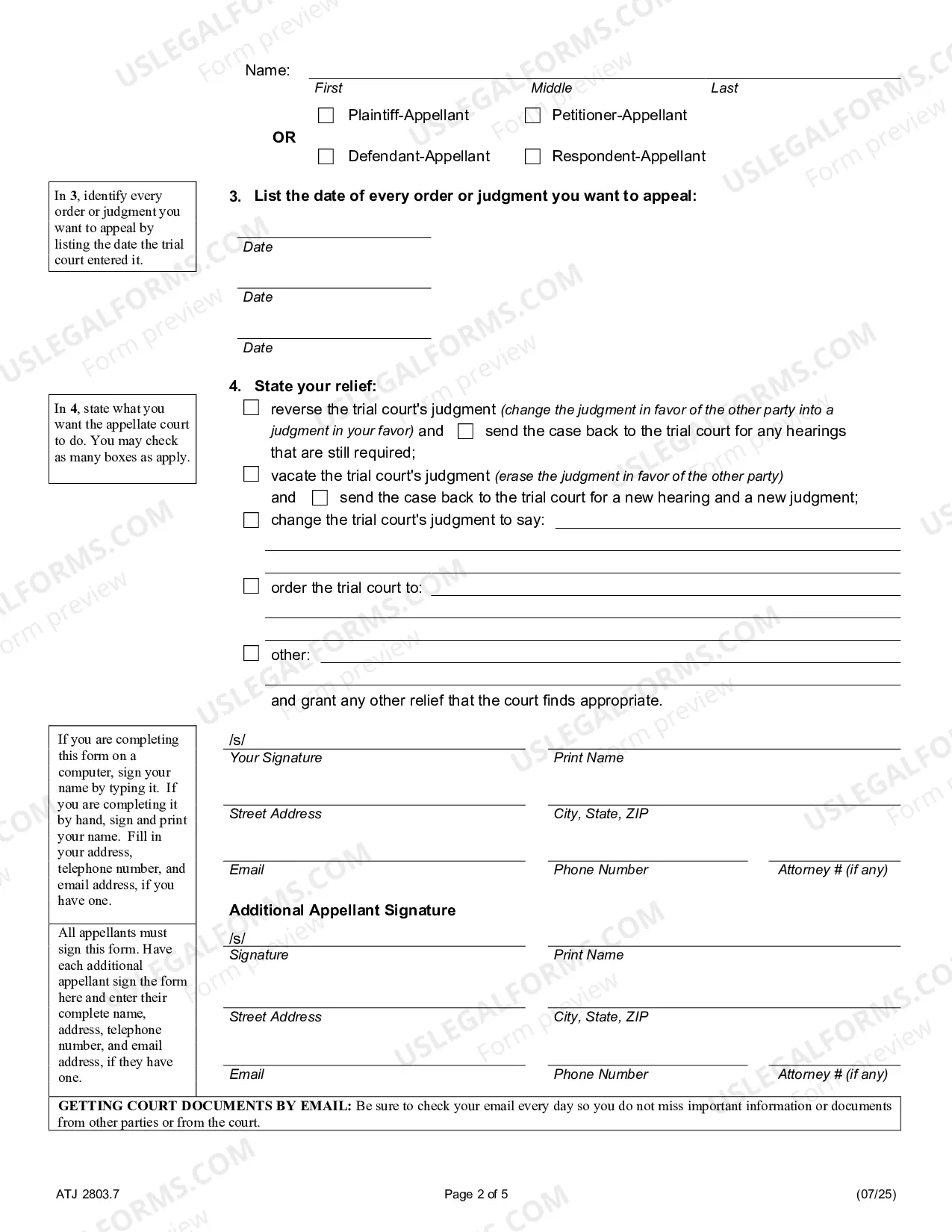 Preview Notice of appeal