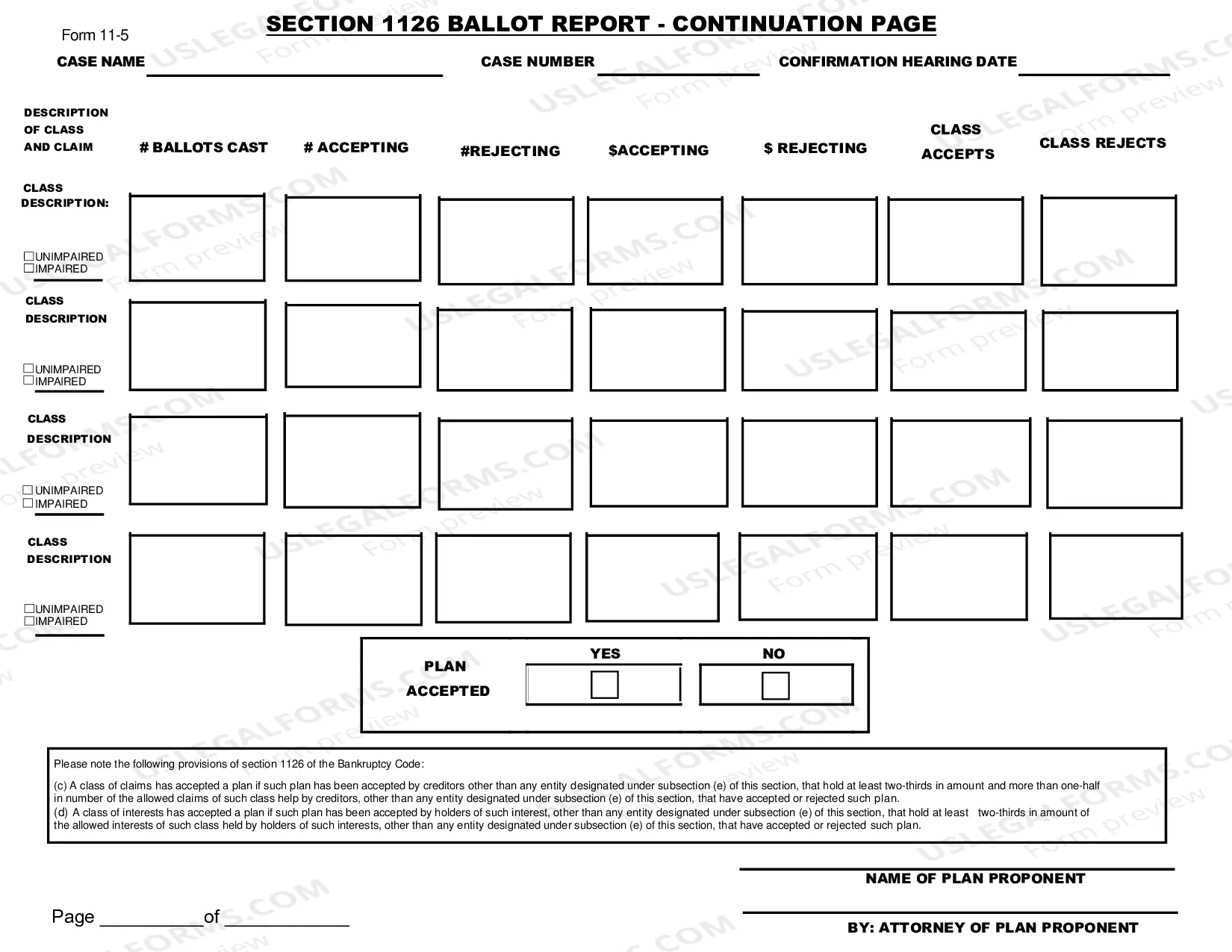 Preview Section 1126 Ballot Form
