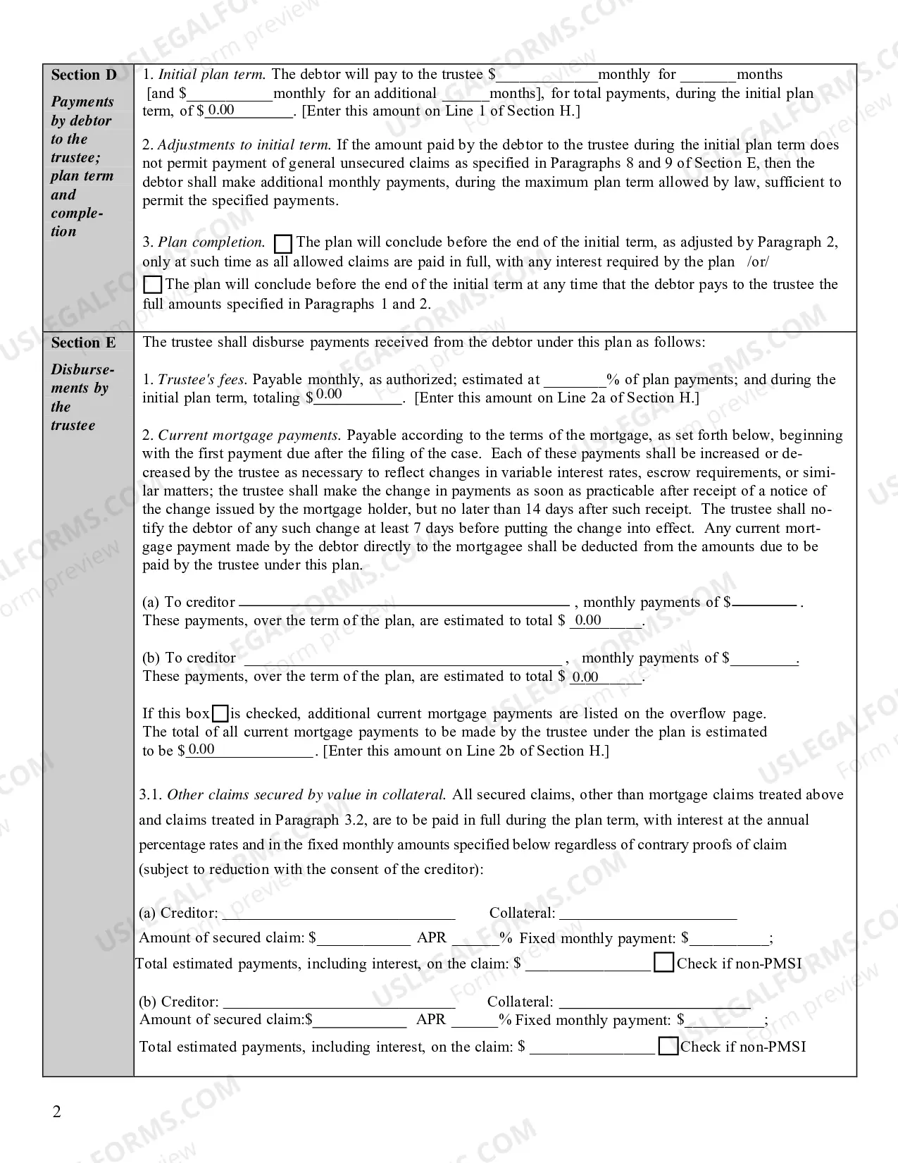 Preview Chapter 13 Model Plan (calculating)