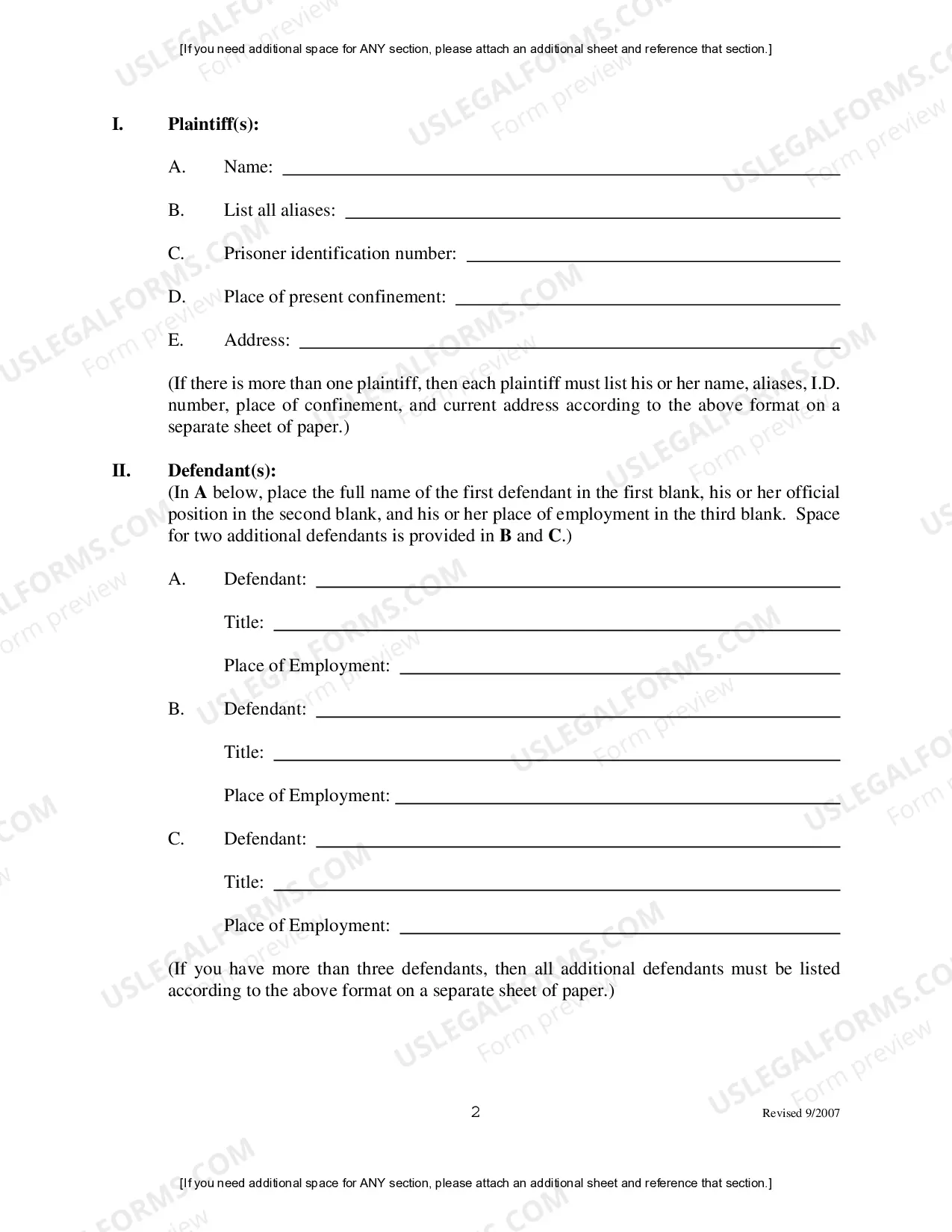 Preview Amended Complaint Under The Civil Rights act against Federal, State, County, or Municipal Defendants (Eastern Division)